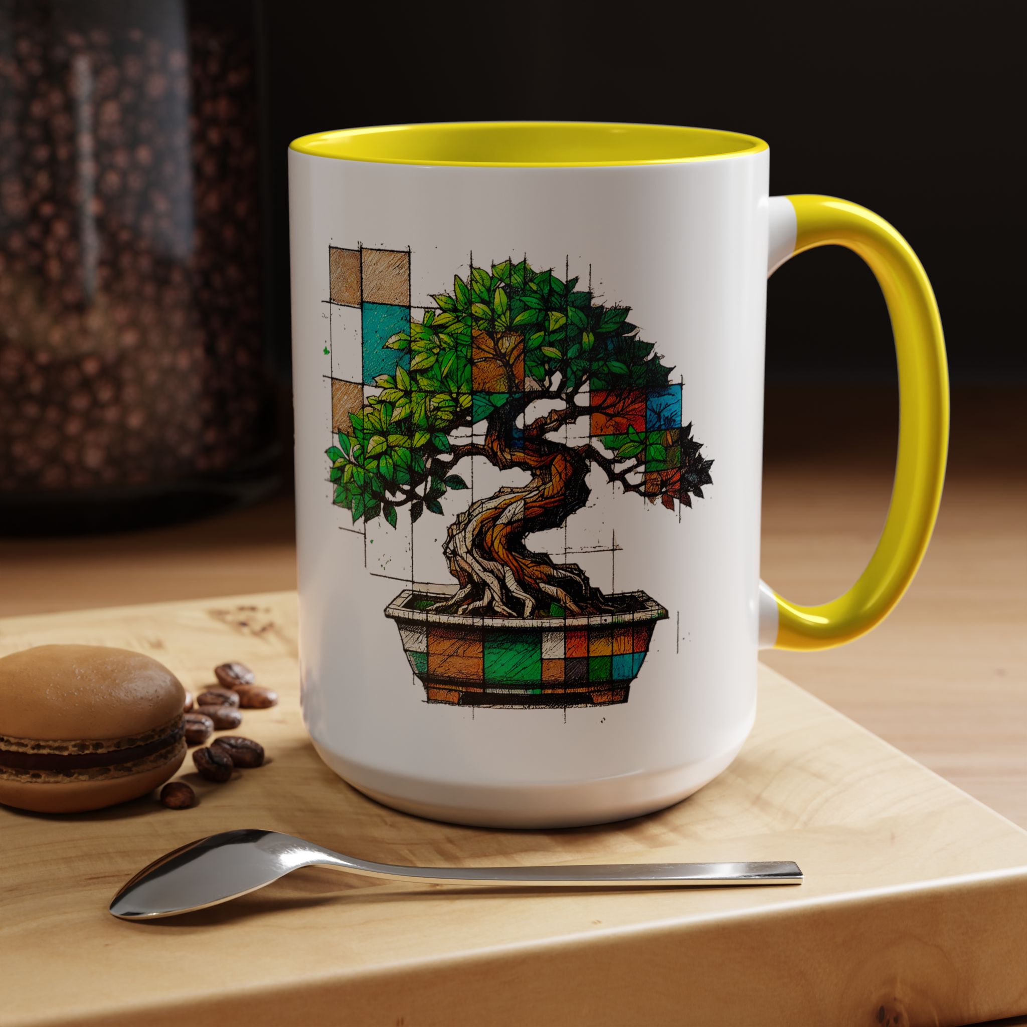 Bonsai mug zen nature style with original graphic pattern and cozy touch - Imagen 63