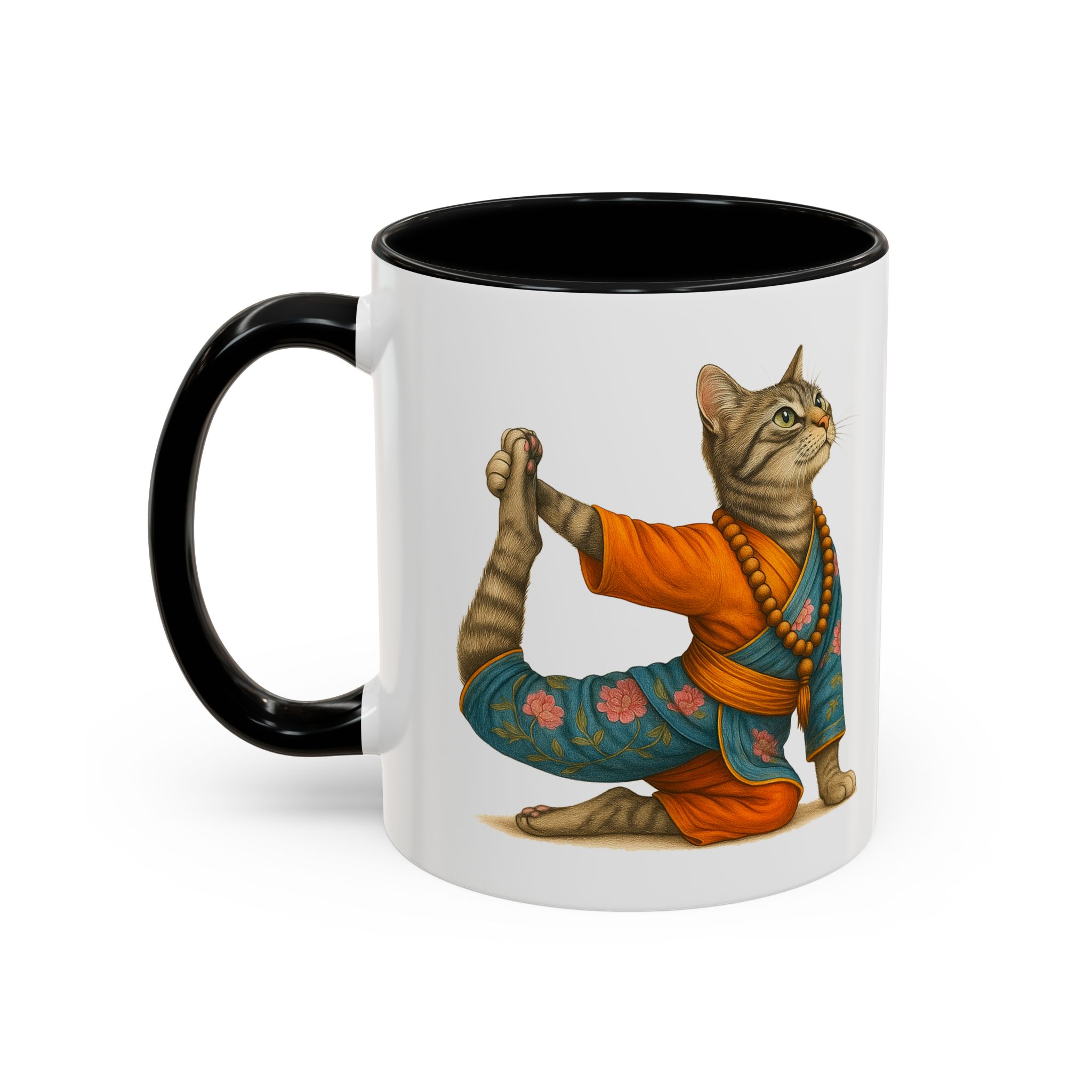 Tea mug Cat lover coffee cup cool gift for her office Mug yoga accessory kitten meditation pet mindfulness print - Image 2