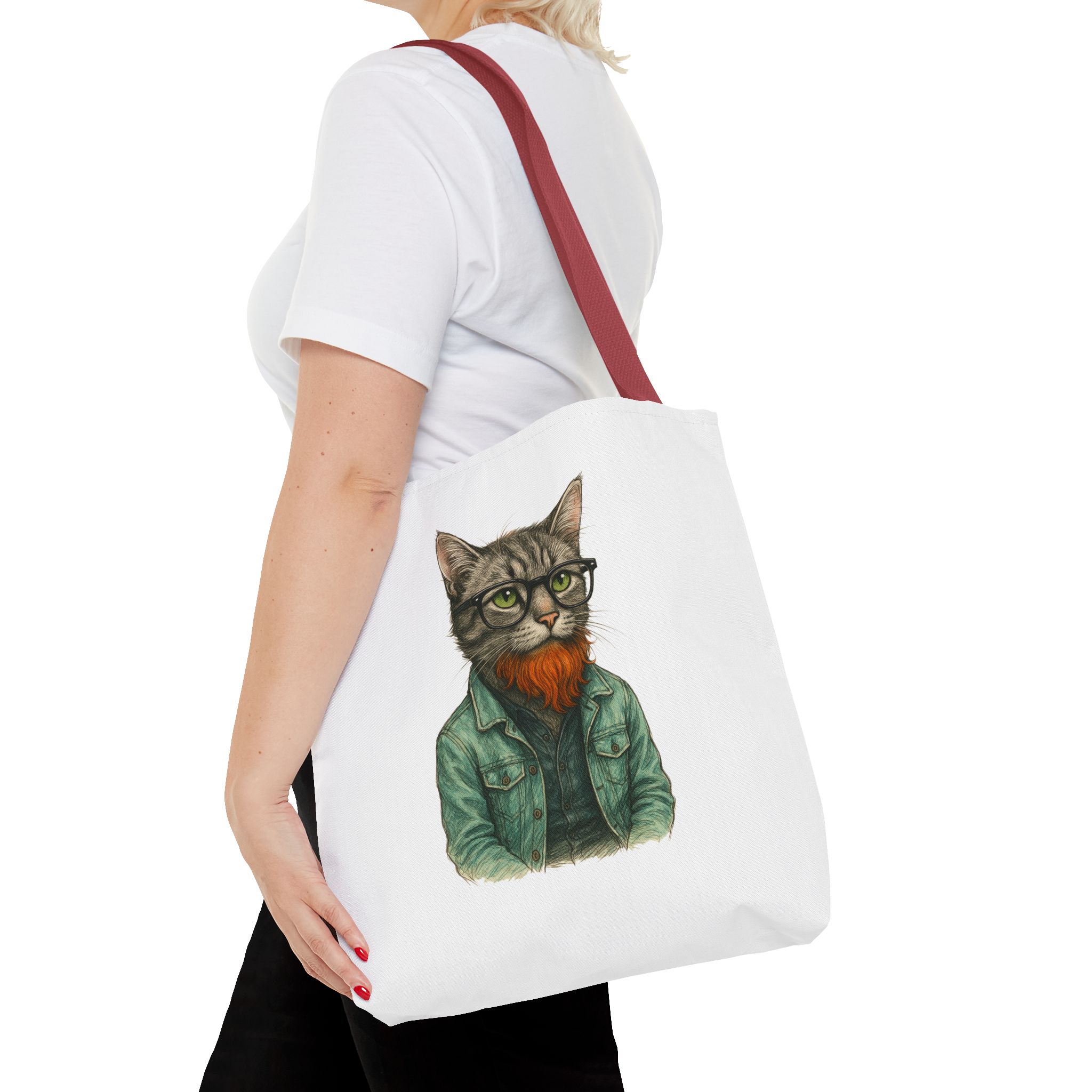 Hipster Cat tote bag – Kitty Tote bag – Boho Cat purse hipster print - Image 10