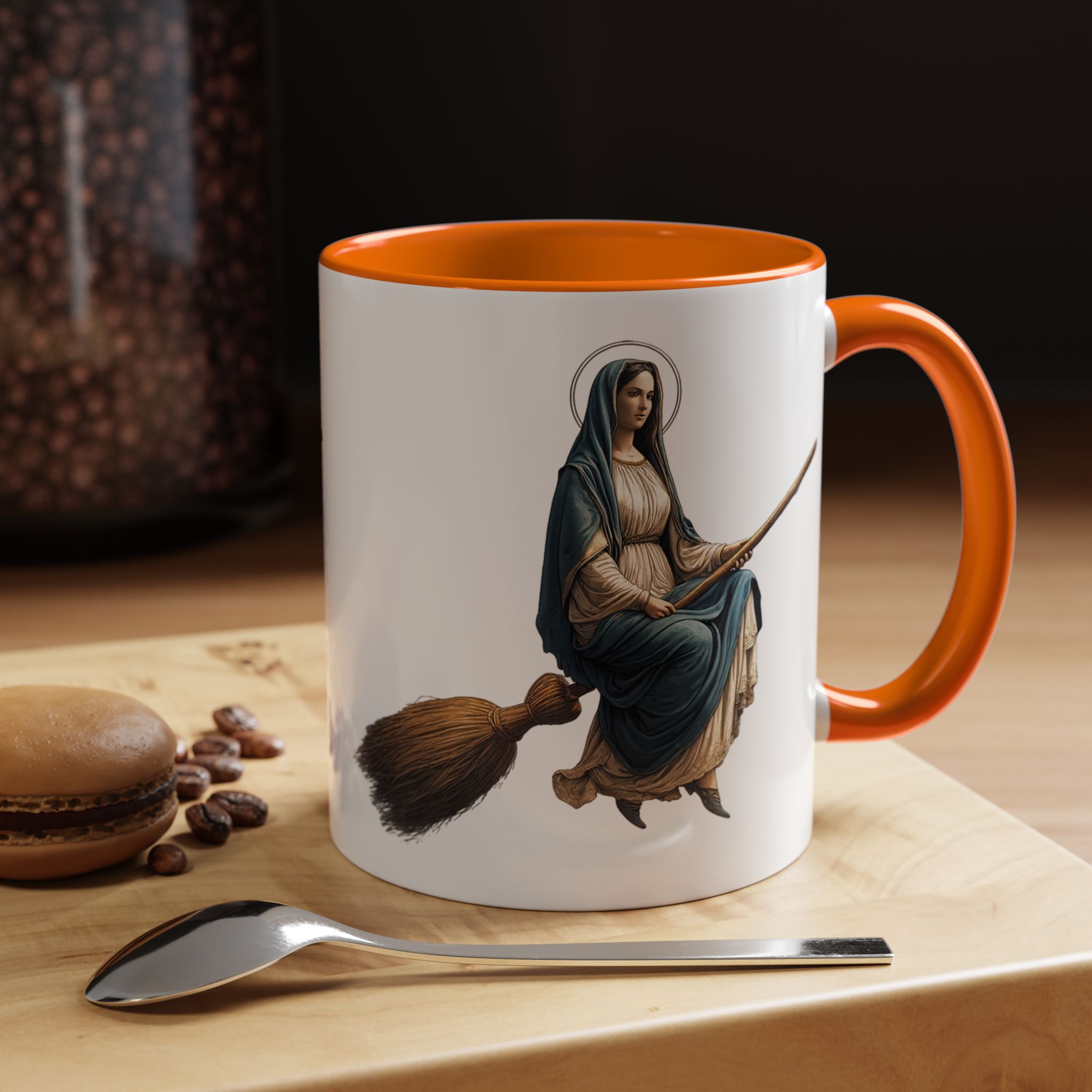 Funny Mug coffee lover gift for her Virgin Mary witch broom Sarcastic mug office accessory tea cup religious design unique - Image 43