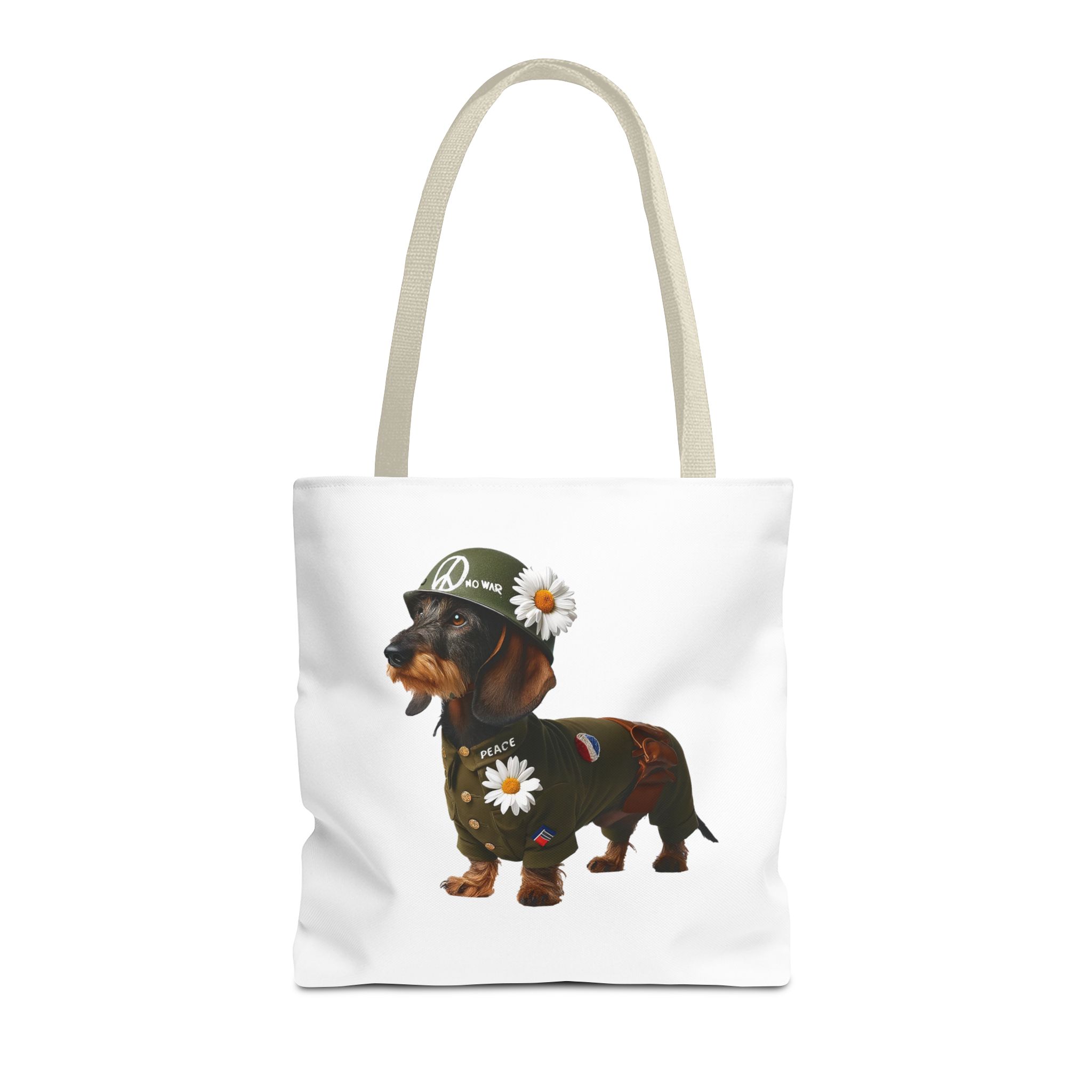 Dog Canvas tote bag dachshund cute tote bag Peace & Love Retro shoulder bag gift for her pet lover handbag dog purse puppy print – Image 21