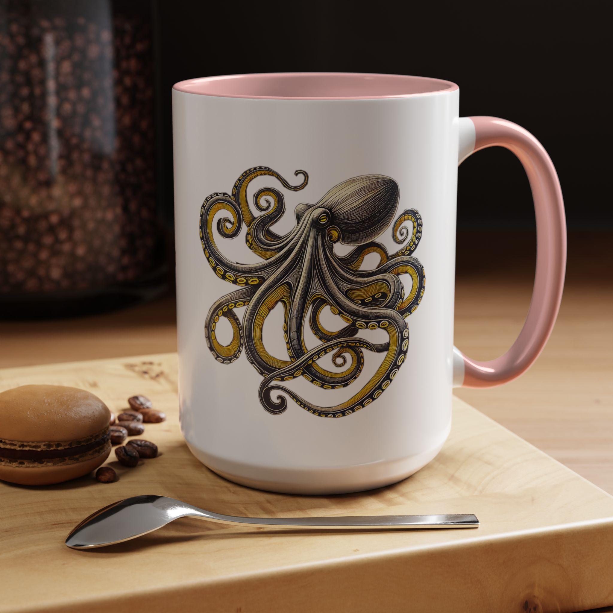 Coffee mug octopus calligraphy gift for her tea cup japan lover unique mug office accessory boho design – Image 27