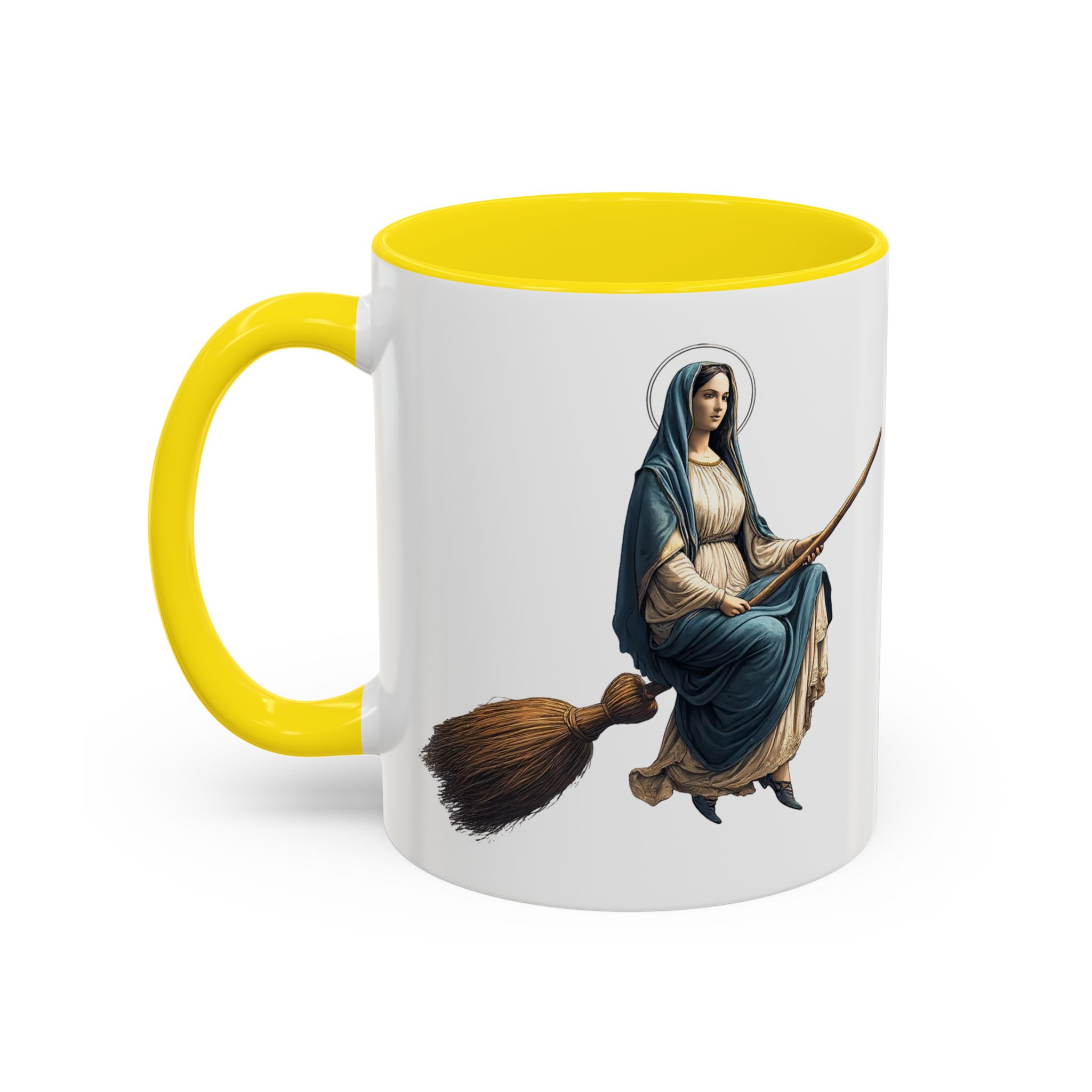 Funny Mug coffee lover gift for her Virgin Mary witch broom Sarcastic mug office accessory tea cup religious design unique - Image 50
