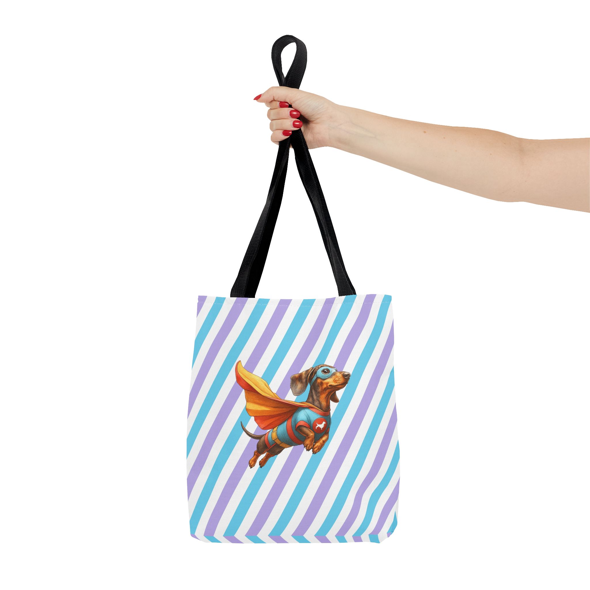 Funny canva tote bag Superhero cute tote bag dachshund super hero shoulder bag fantasy gift dog purse - Image 2