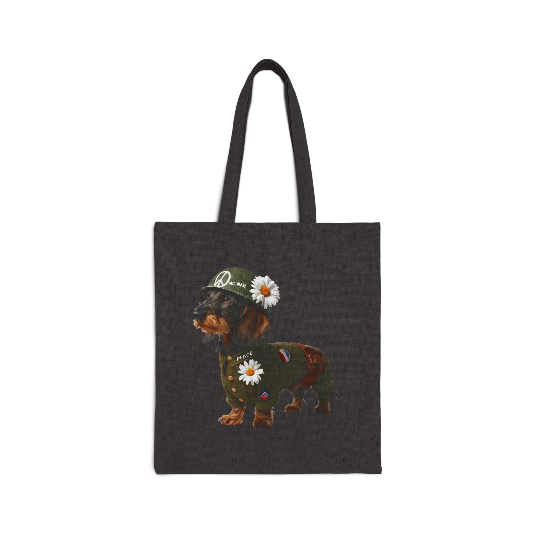 Dog Canvas tote bag dachshund cute tote bag Peace & Love Retro shoulder bag gift for her pet lover handbag dog purse puppy print - Image 5