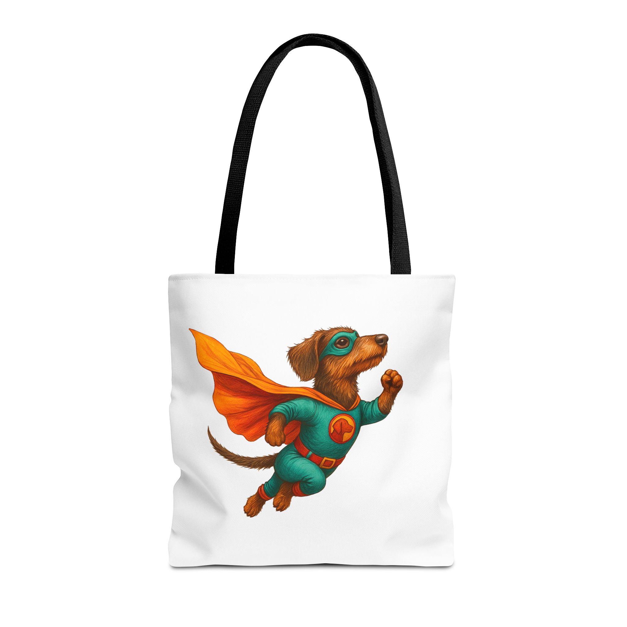 Fun Dachshund canva tote bag superhero Dog cute tote bag pet lover shoulder bag ethical cotton – Image 3