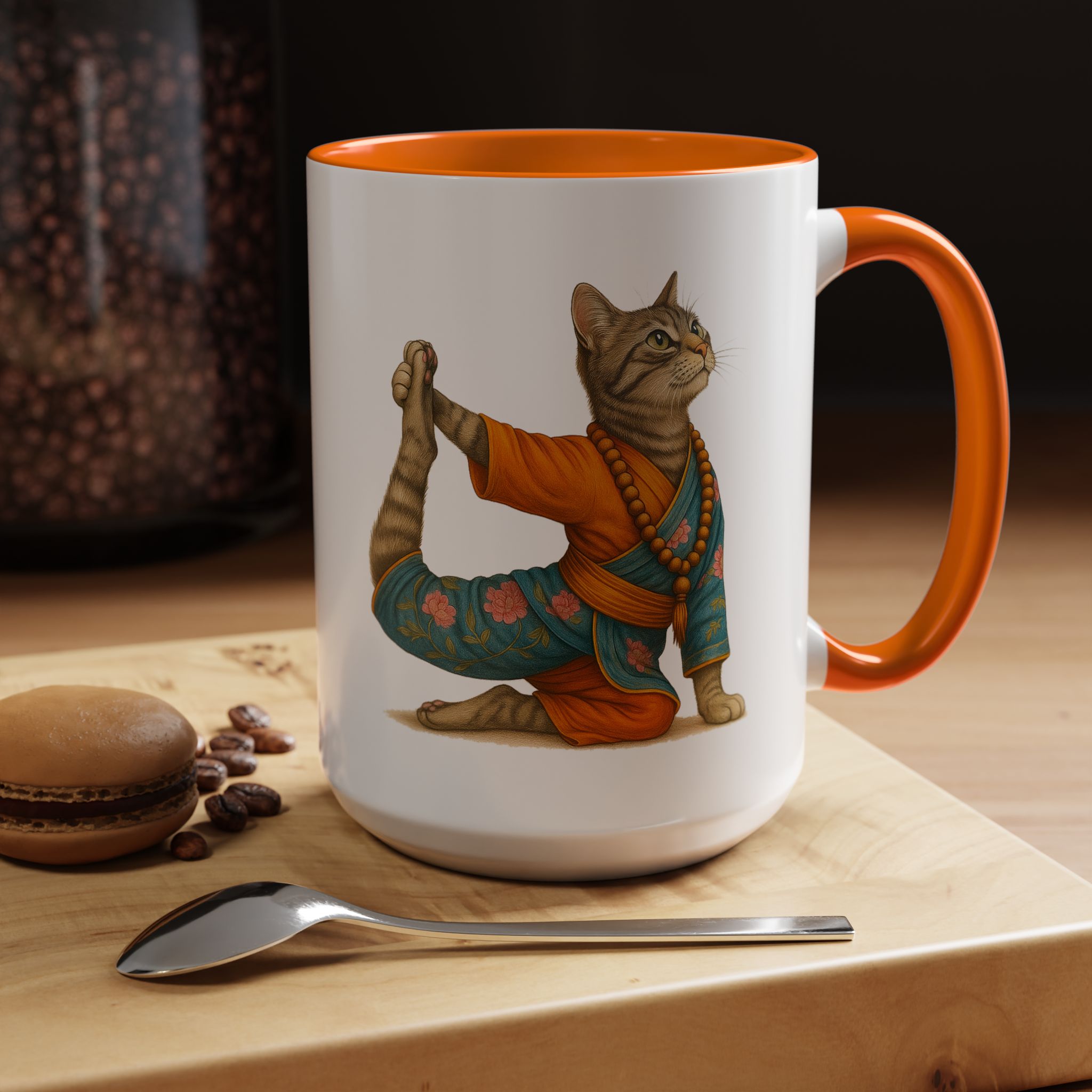 Tea mug Cat lover coffee cup cool gift for her office Mug yoga accessory kitten meditation pet mindfulness print - Image 55