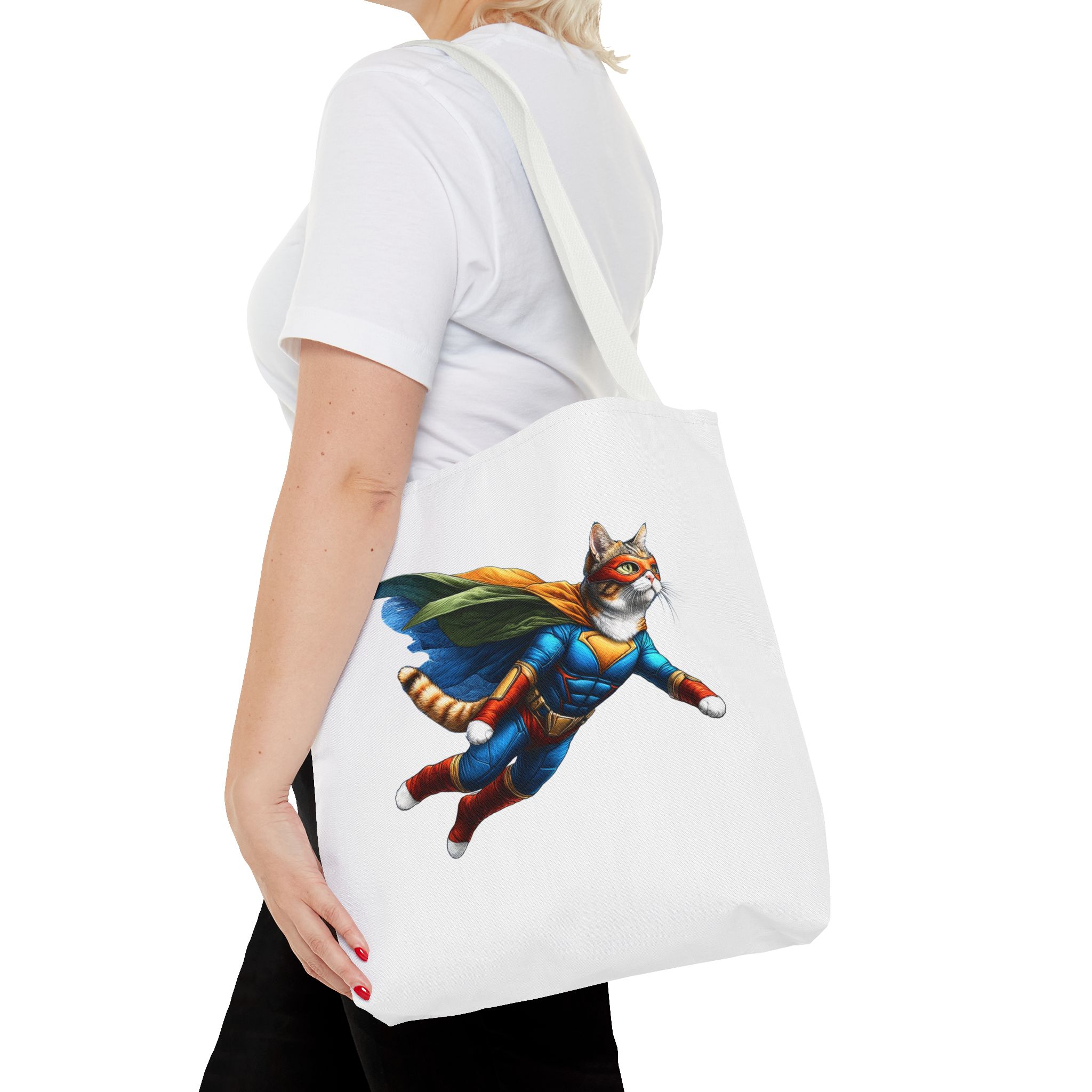 Copy of superhero tote bag cat canvas tote bag funny handbag fantasy purse kitten lover cool cat shoulder bag – Image 16