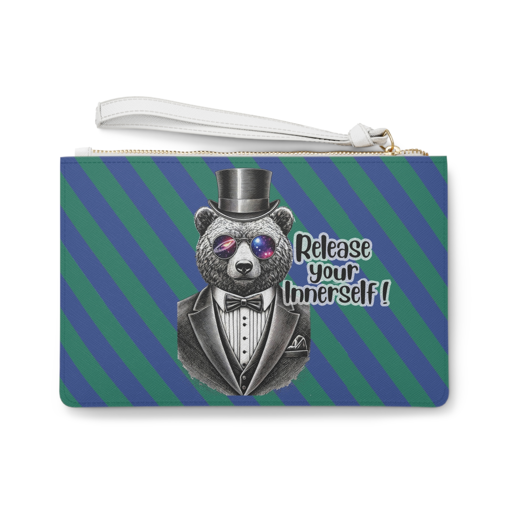 Clutch bag Vintage bag Motivational evening bag Bear design funny clutch bag for self confidence purse - Imagen 2