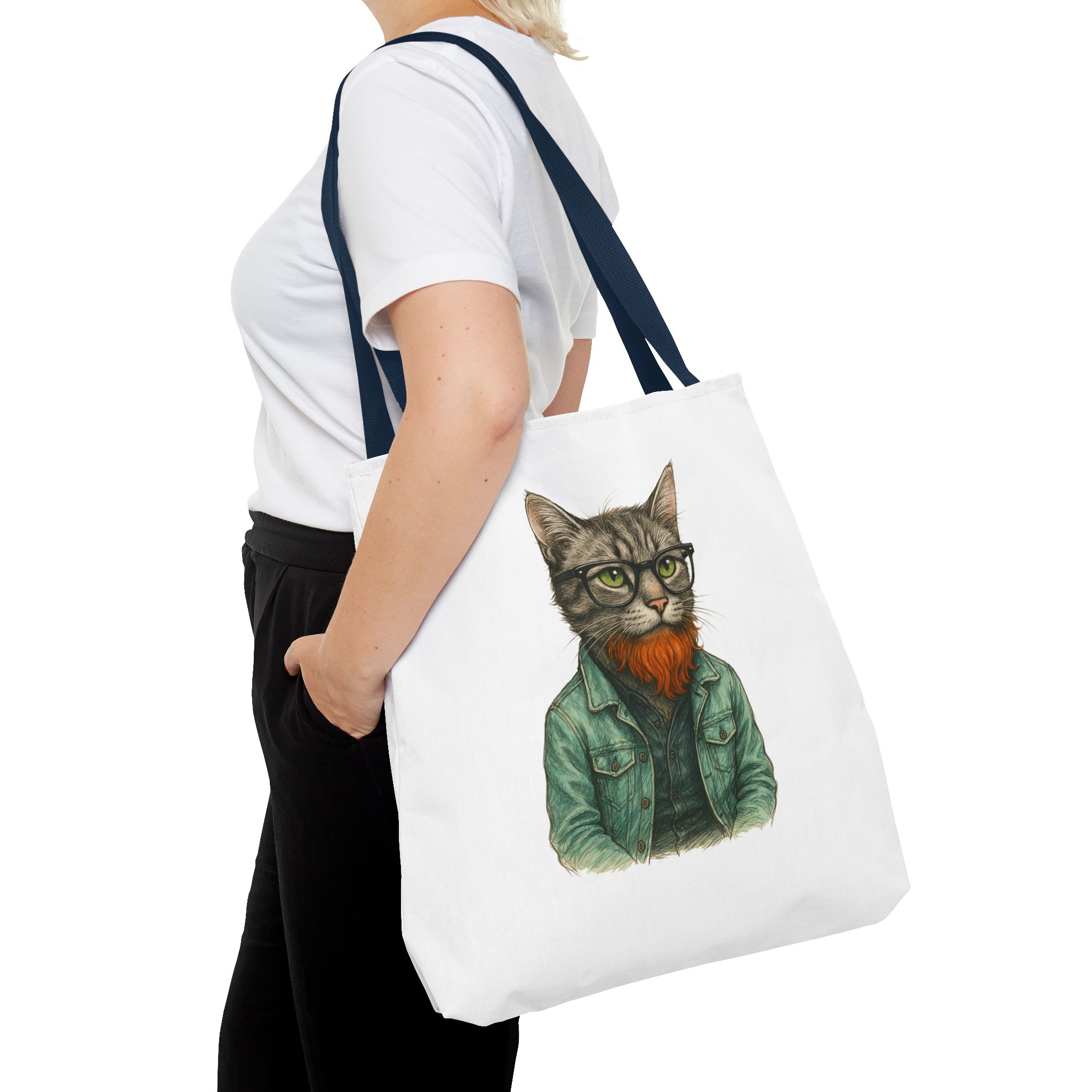 Hipster Cat tote bag – Kitty Tote bag – Boho Cat purse hipster print - Image 30