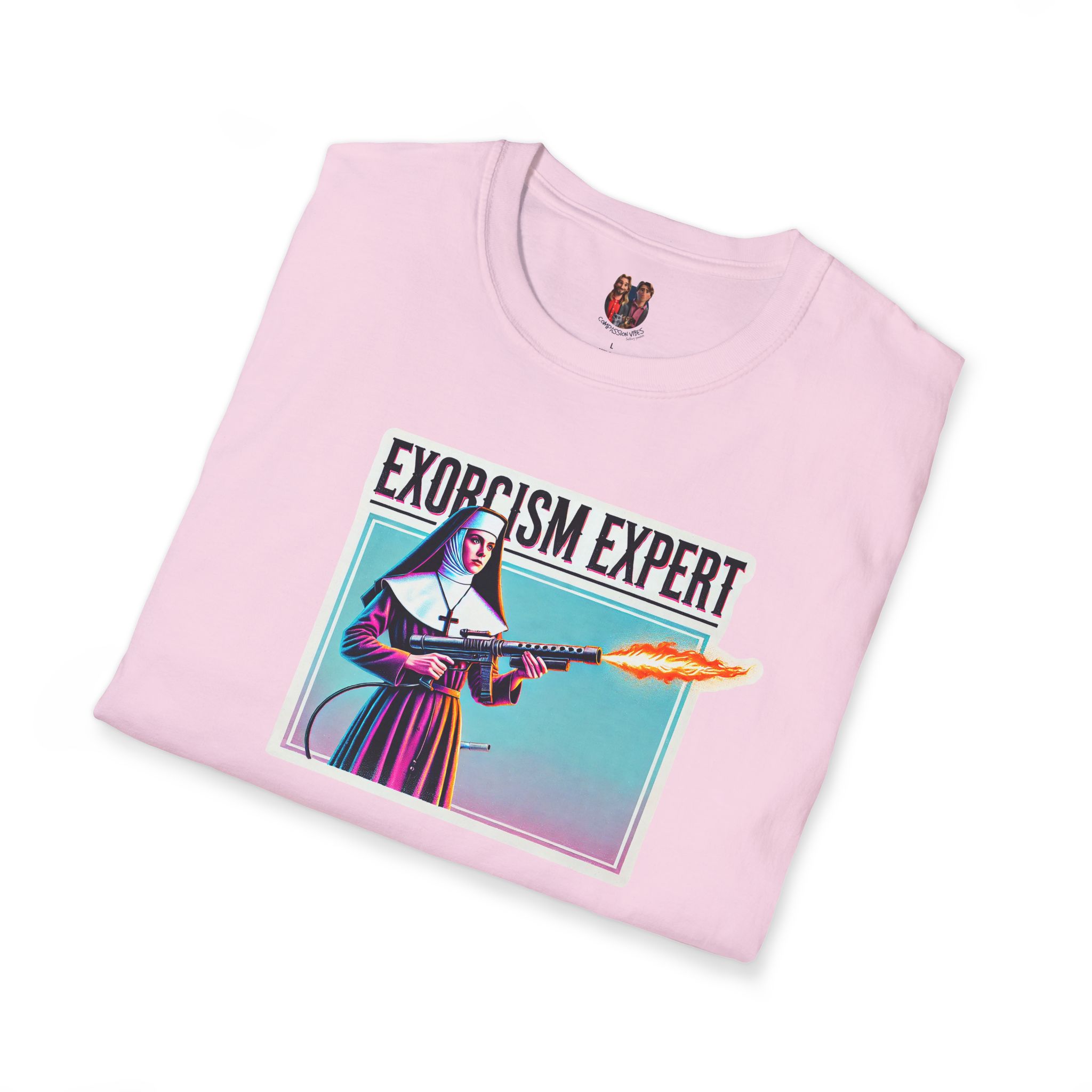 Funny Nun Exorcism tshirt - Ironic Catholic Graphic - Humorous Vintage Faith Tee - Image 28
