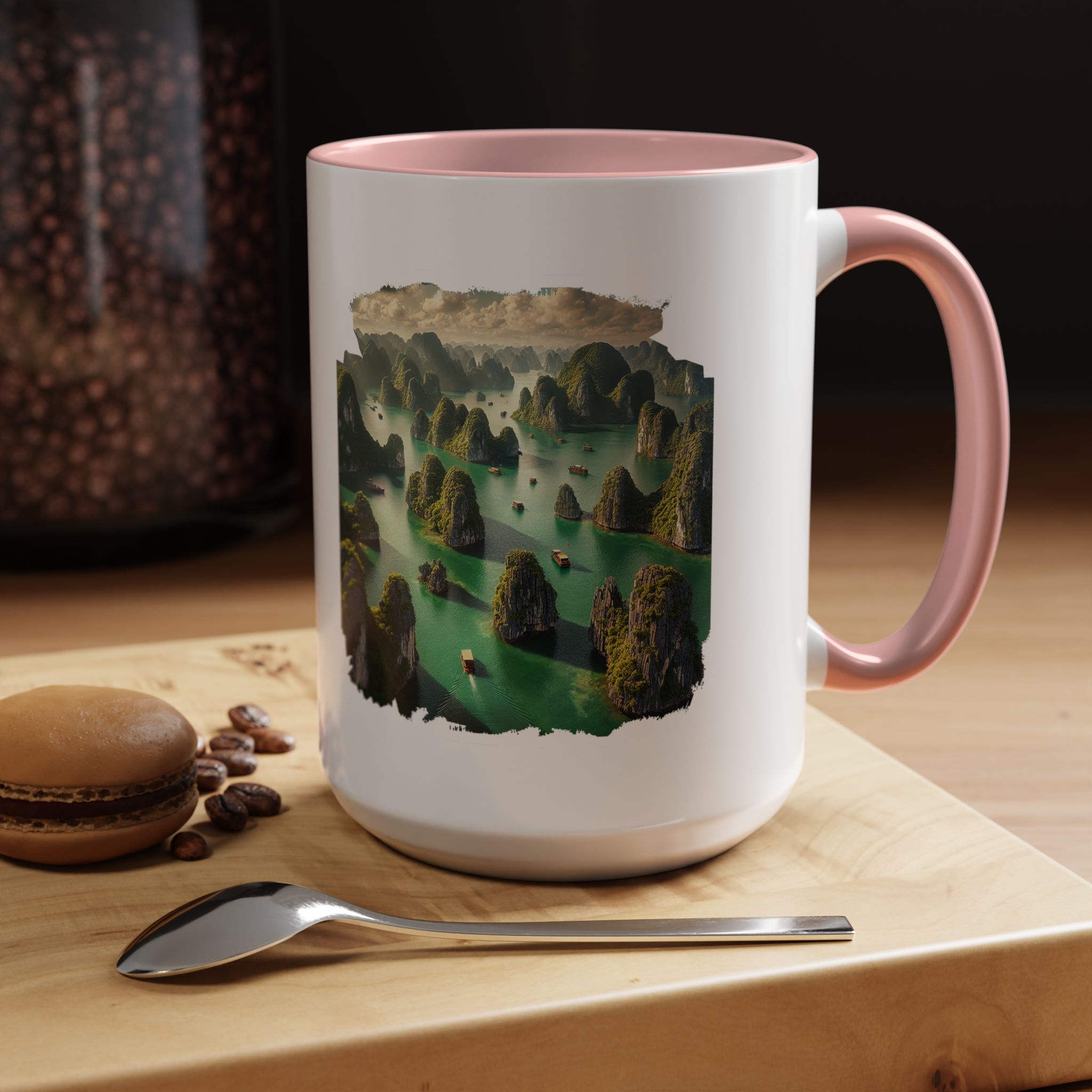 Boho mug landscape vietnam boho office mug ha long bay print nature cool gift coffee lover tea accessory unique cup – Image 31