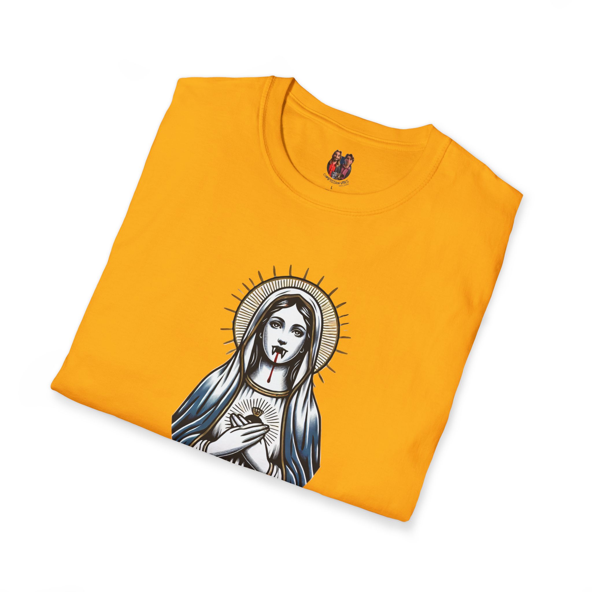 Ironic Tshirt vampire graphic tee virgin mary sarcastic clothing gift satirical print cool apparel comfy outfit comfort colors shirt - Image 9