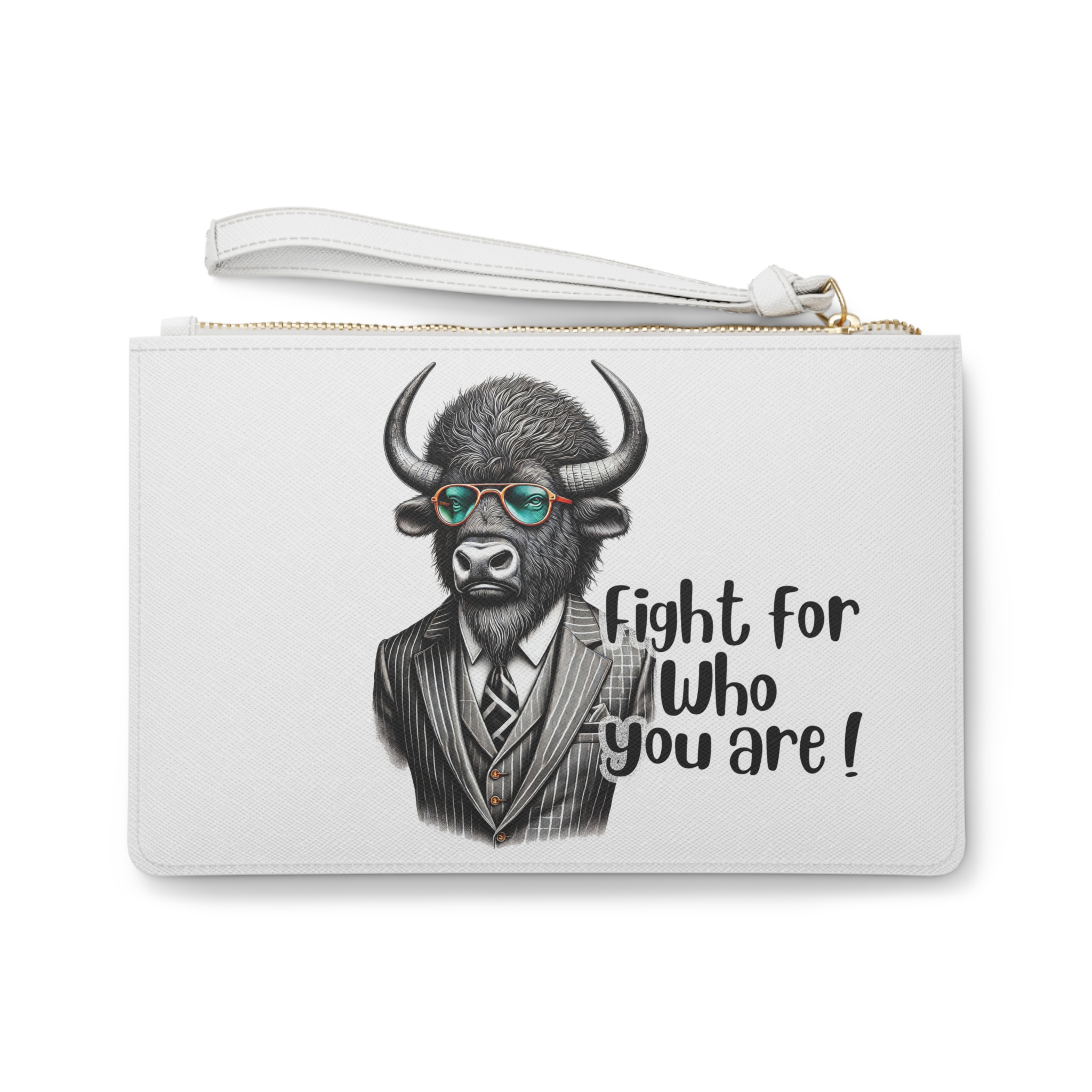 Clutch bag Vintage bag Motivational funny clutch bag Bison design evening bag for self confidence purse – Image 2