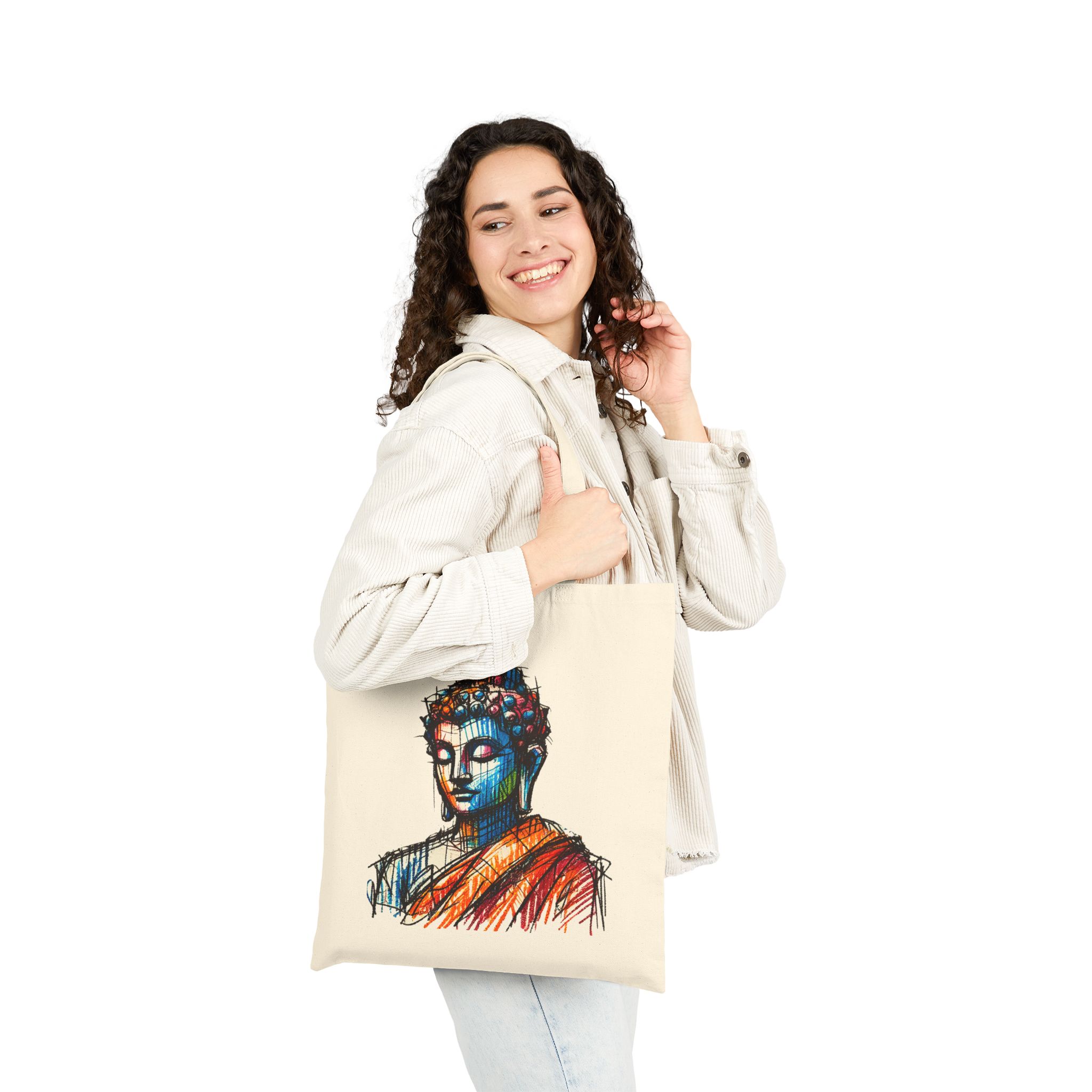 Yoga Canvas tote bag Mindfulness vintage shoulder bag buddha cute tote bag meditation be the change design ghandi - Image 3