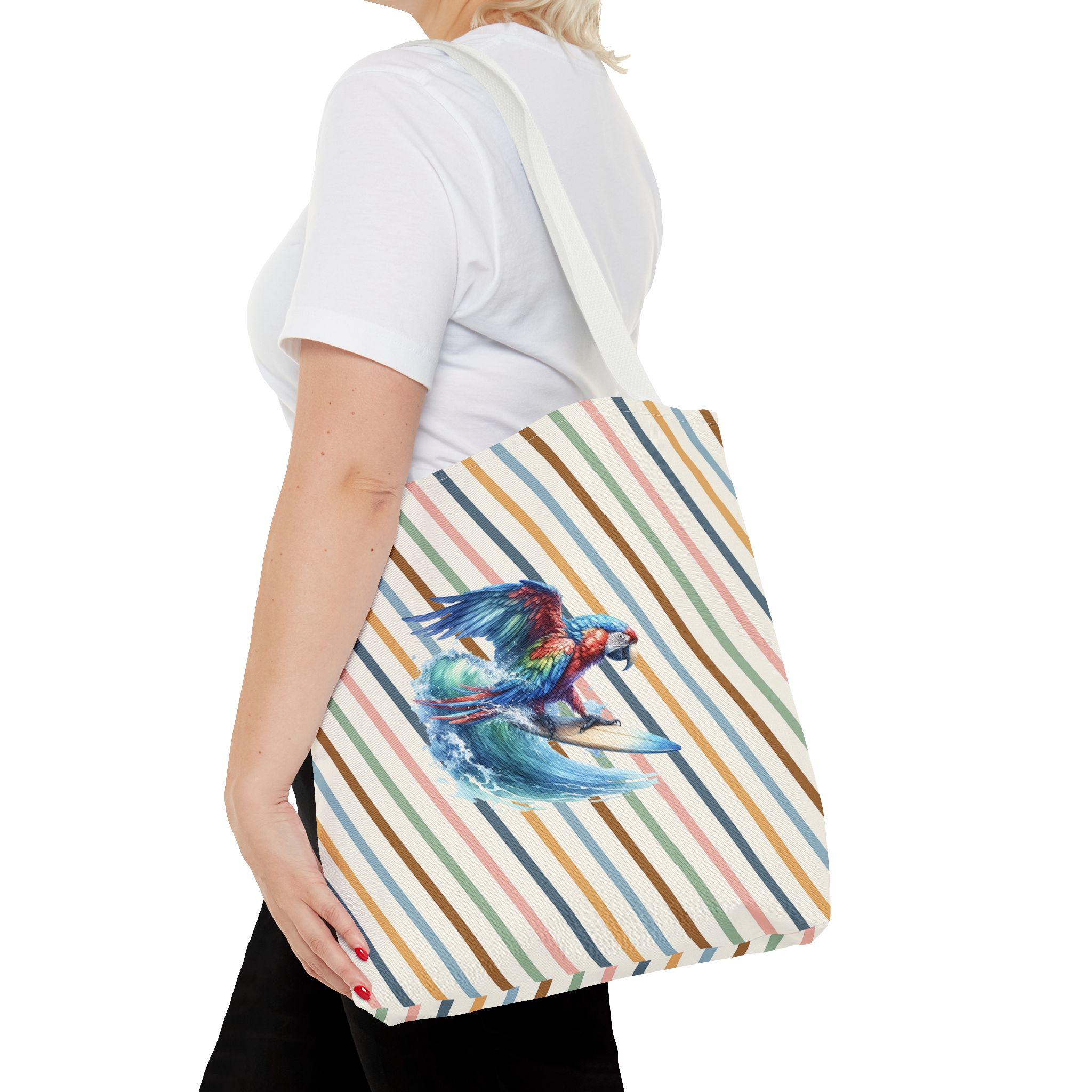 Parrot funny tote bag surf cute tote bag boho Bird surfer canvas tote bag gift for her free spirit shoulder bag cool handbag – Image 16