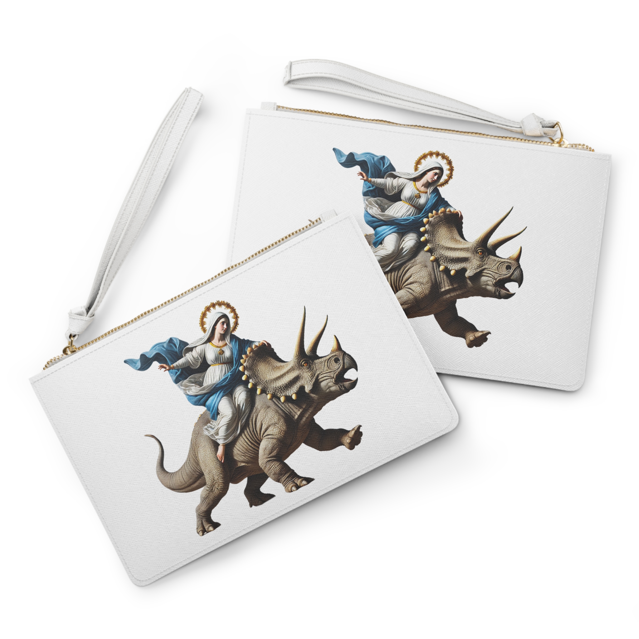 Sarcastic evening bag Canvas Virgin mary riding triceratops funny Bag jurassic gift boho vintage Handbag - Image 2