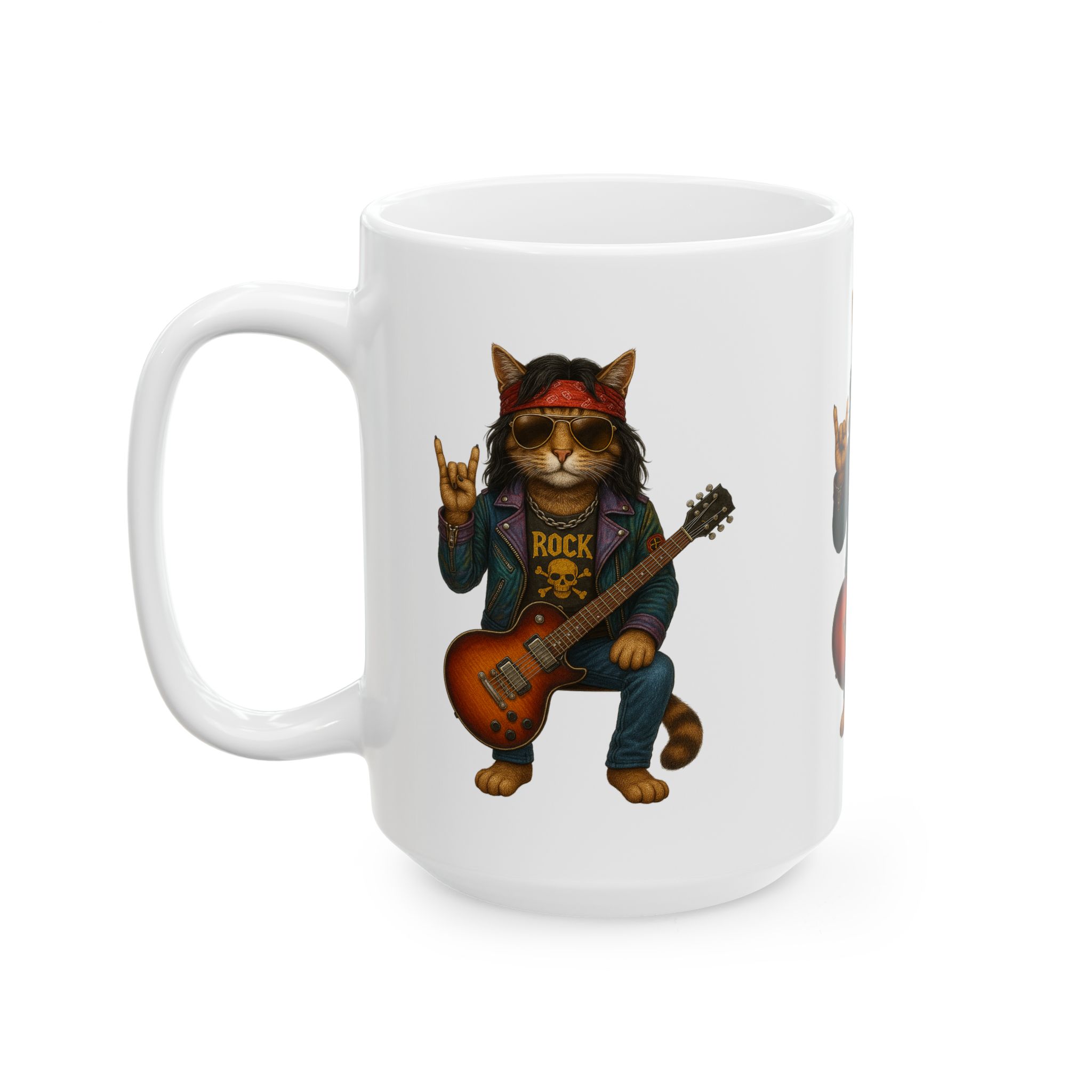 Coffee mug music lover tea cup cat rock funny mug unique accessory pet gift for her kitten design – Image 5