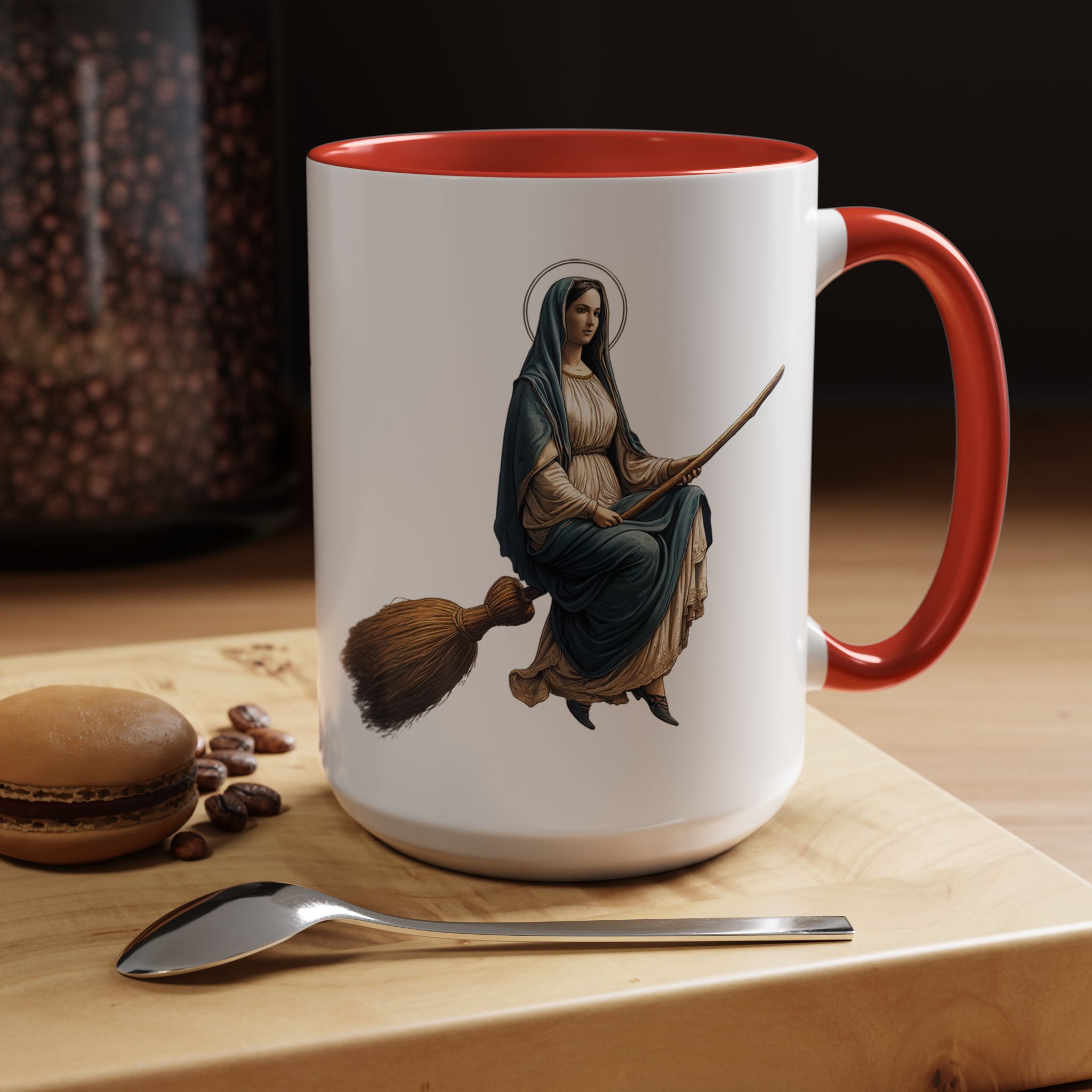 Funny Mug coffee lover gift for her Virgin Mary witch broom Sarcastic mug office accessory tea cup religious design unique - Image 35