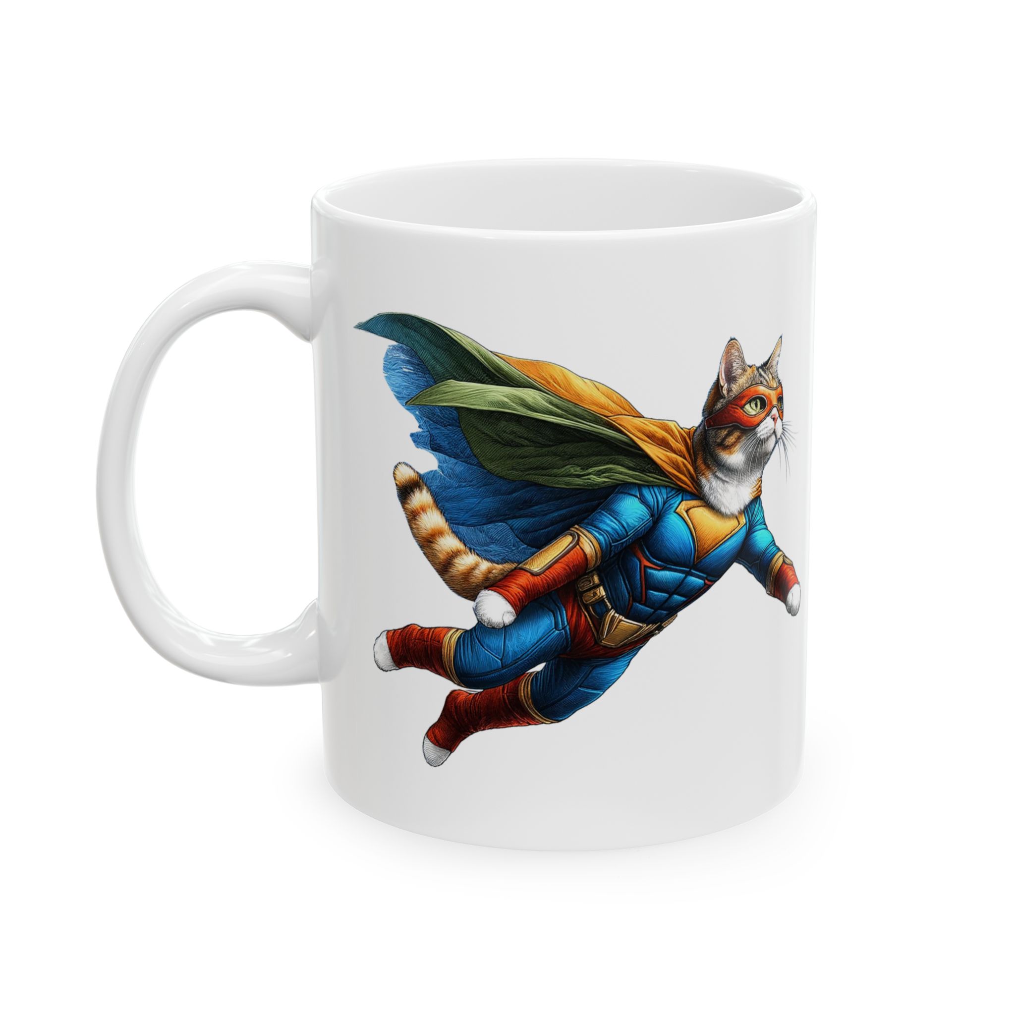 Funny mug Cat lover superhero coffee cup fantasy tea mug pet gift for her pet accessory kitten design - Image 2