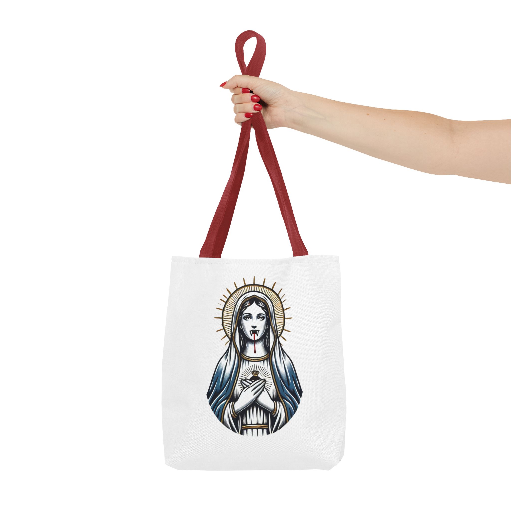 Ironic tote bag vampire Funny Bag virgin mary Canvas Tote bag religious sarcastic clothing gift satirical print cool Handbag purse bag – Image 8