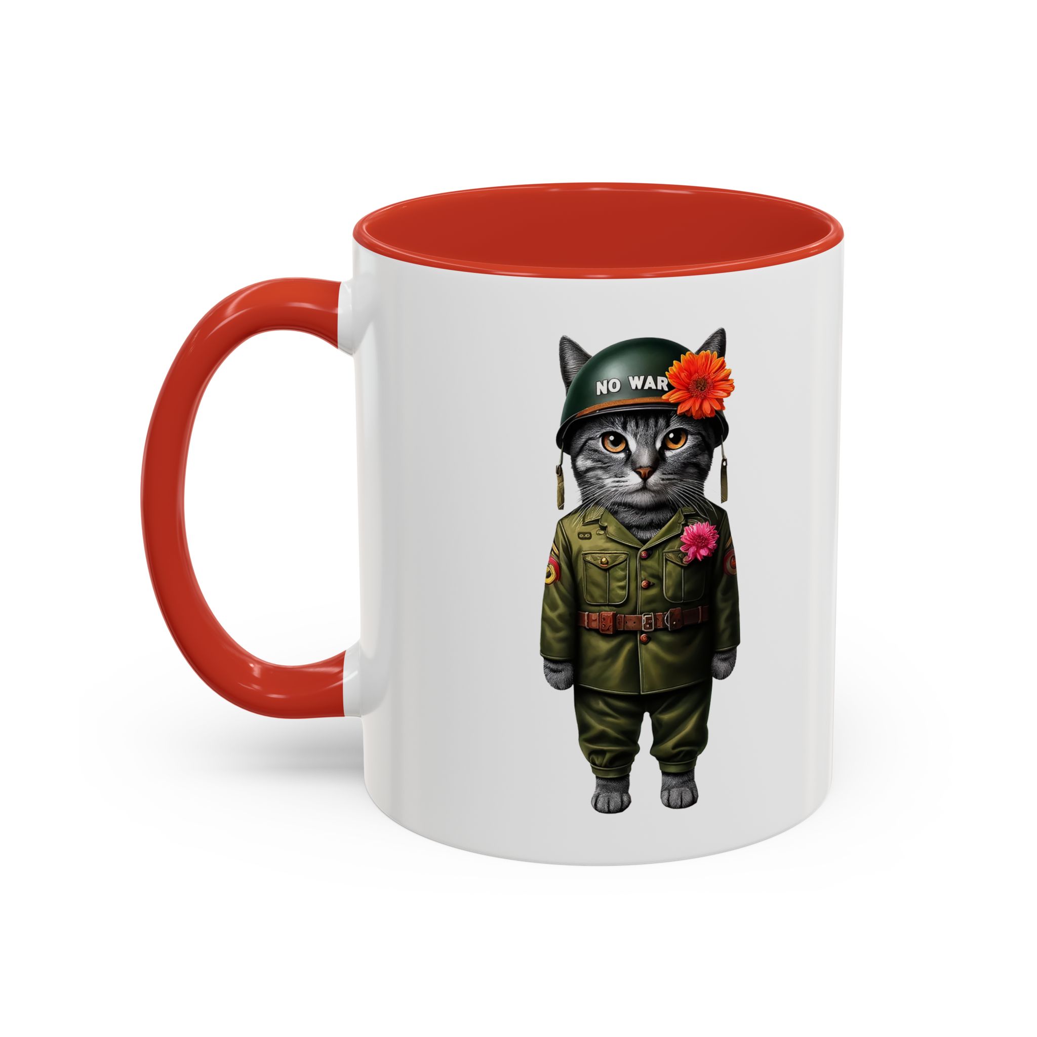 Coffee Mug Peace & Love funny cup tea cat lover office mug unique boho accessory pet gift for her kitten design - Image 14