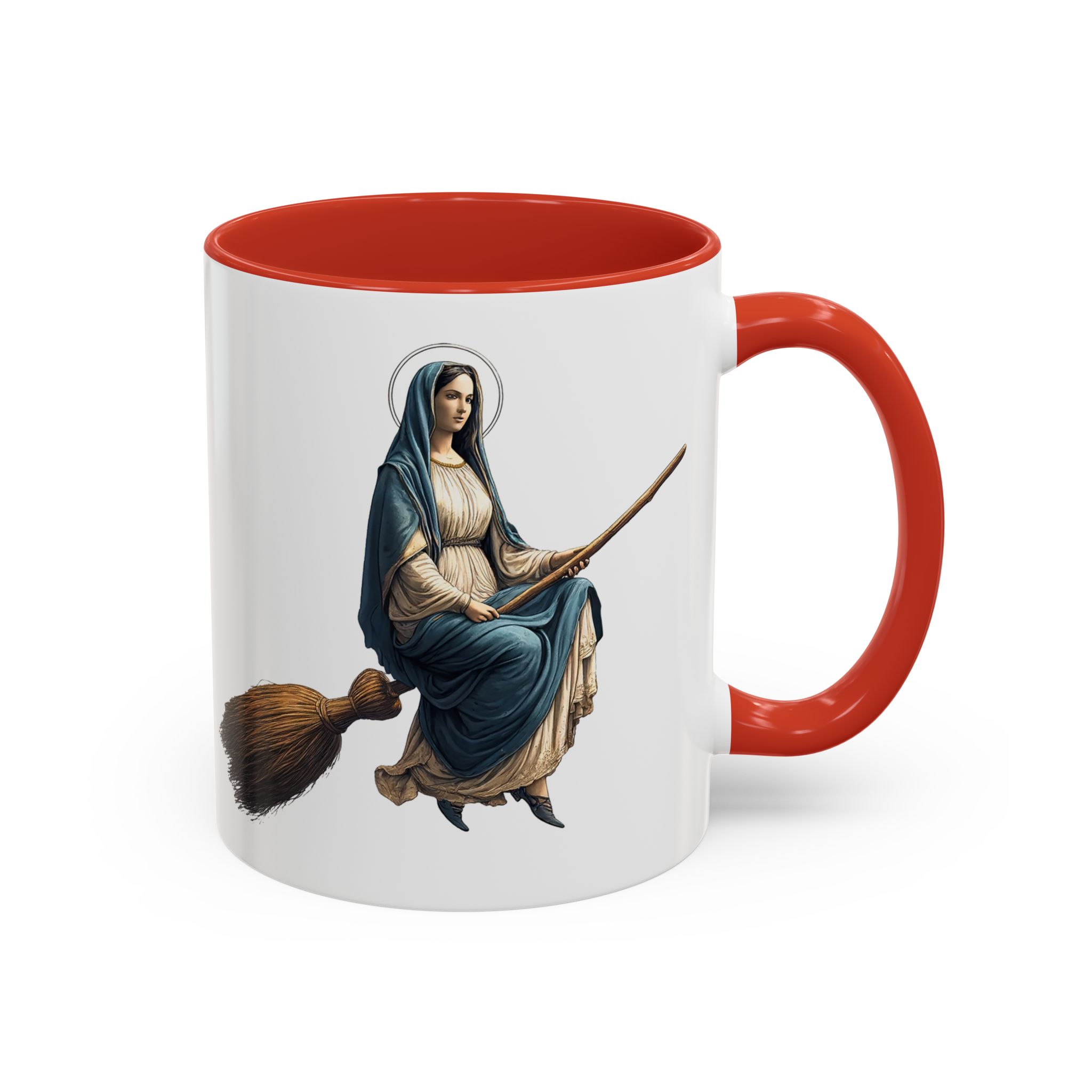 Funny Mug coffee lover gift for her Virgin Mary witch broom Sarcastic mug office accessory tea cup religious design unique - Image 17
