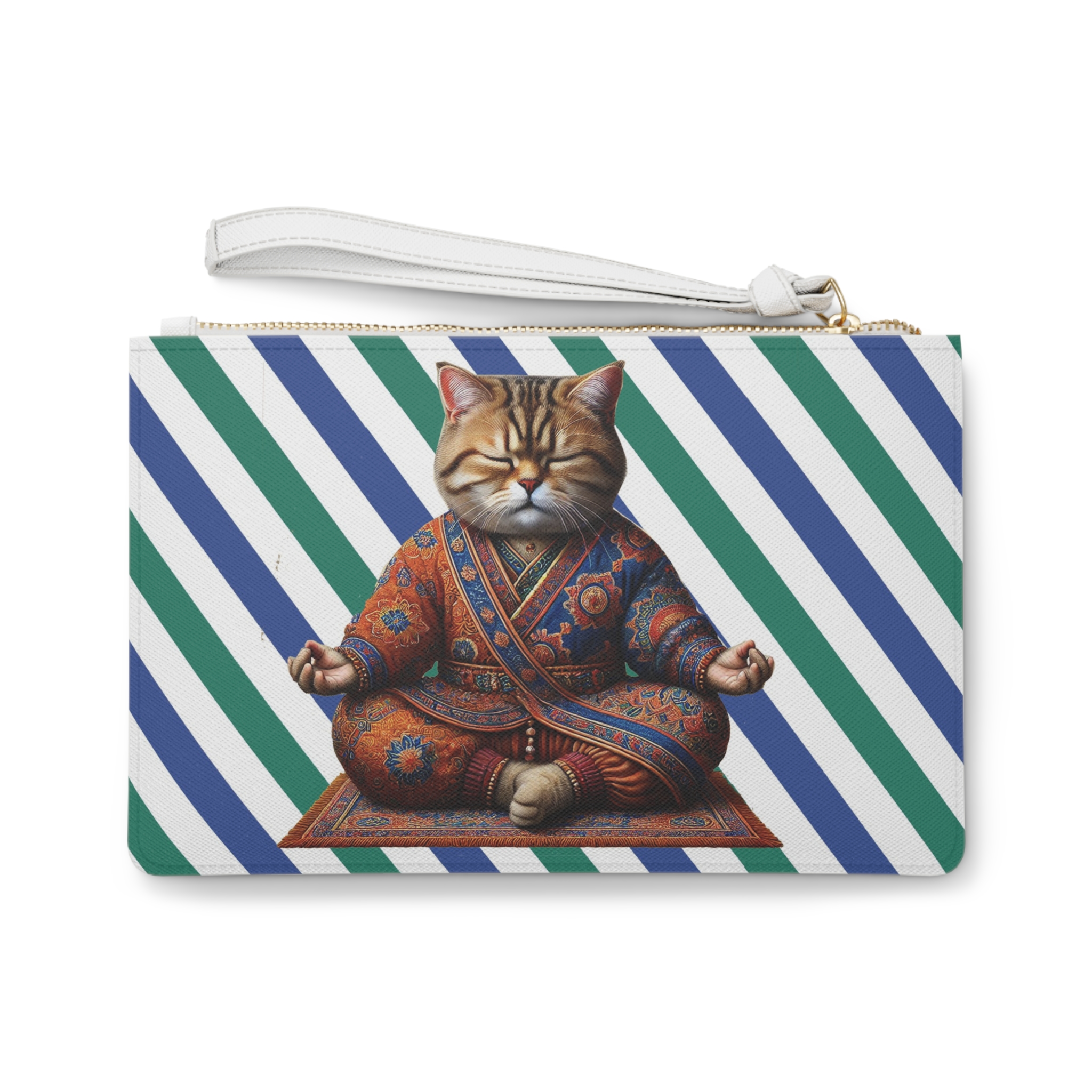 Cat Clutch bag yoga bag Kitten meditation vintage purse mindfulness funny handbag – Image 2
