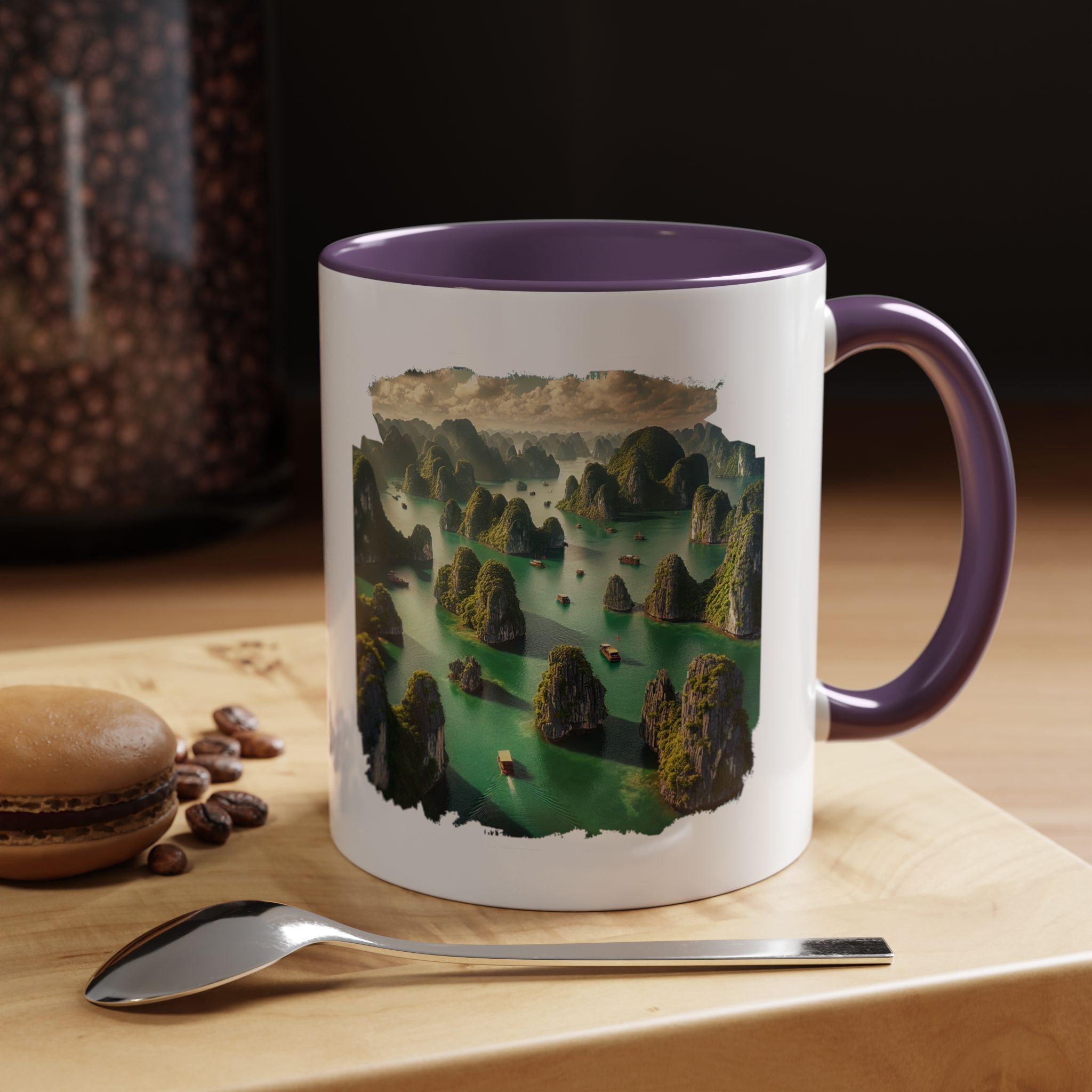 Boho mug landscape vietnam boho office mug ha long bay print nature cool gift coffee lover tea accessory unique cup – Image 3