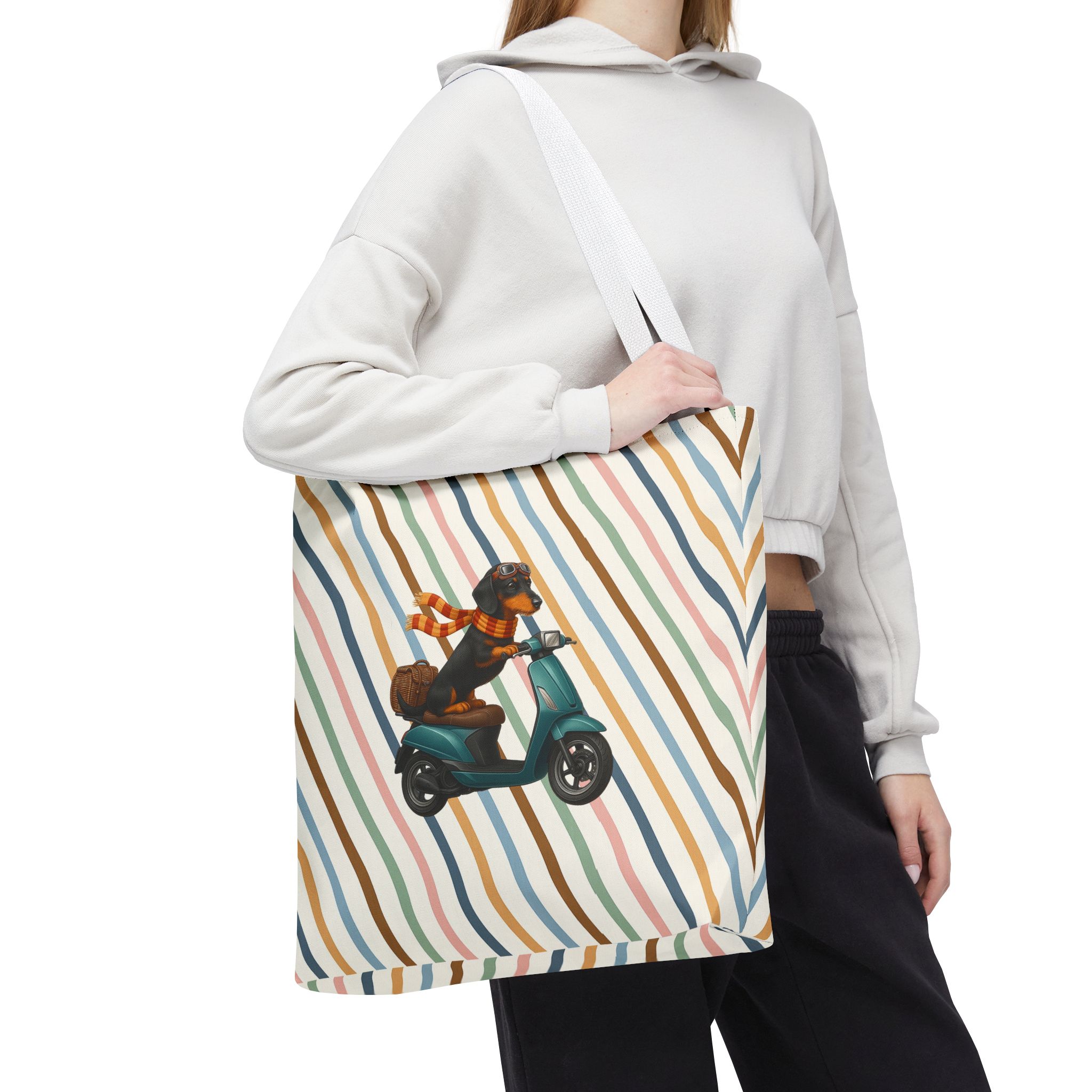 Dachshund canvas tote bag scooter funny shoulder bag dog cute tote bag cool gift for her pet lover purse puppy print cool handbag - Image 18