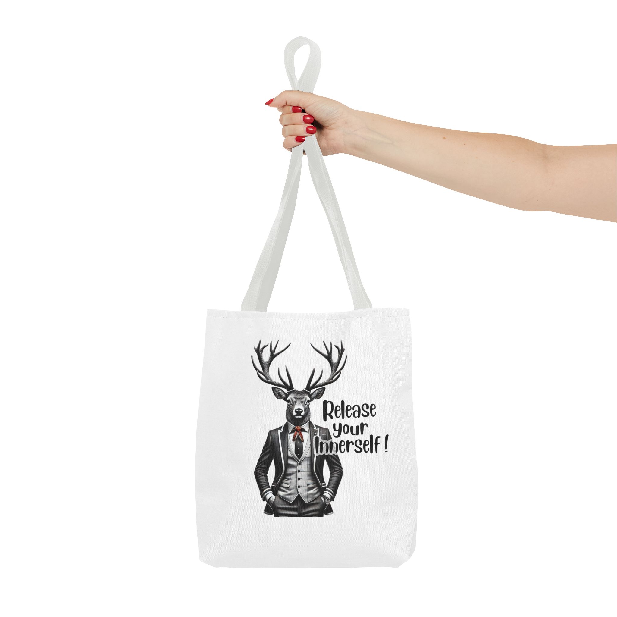 Canvas tote bag Motivational funny tote bag cool vintage bag deer design cute tote bag for self confidence shoulder bag – Image 14