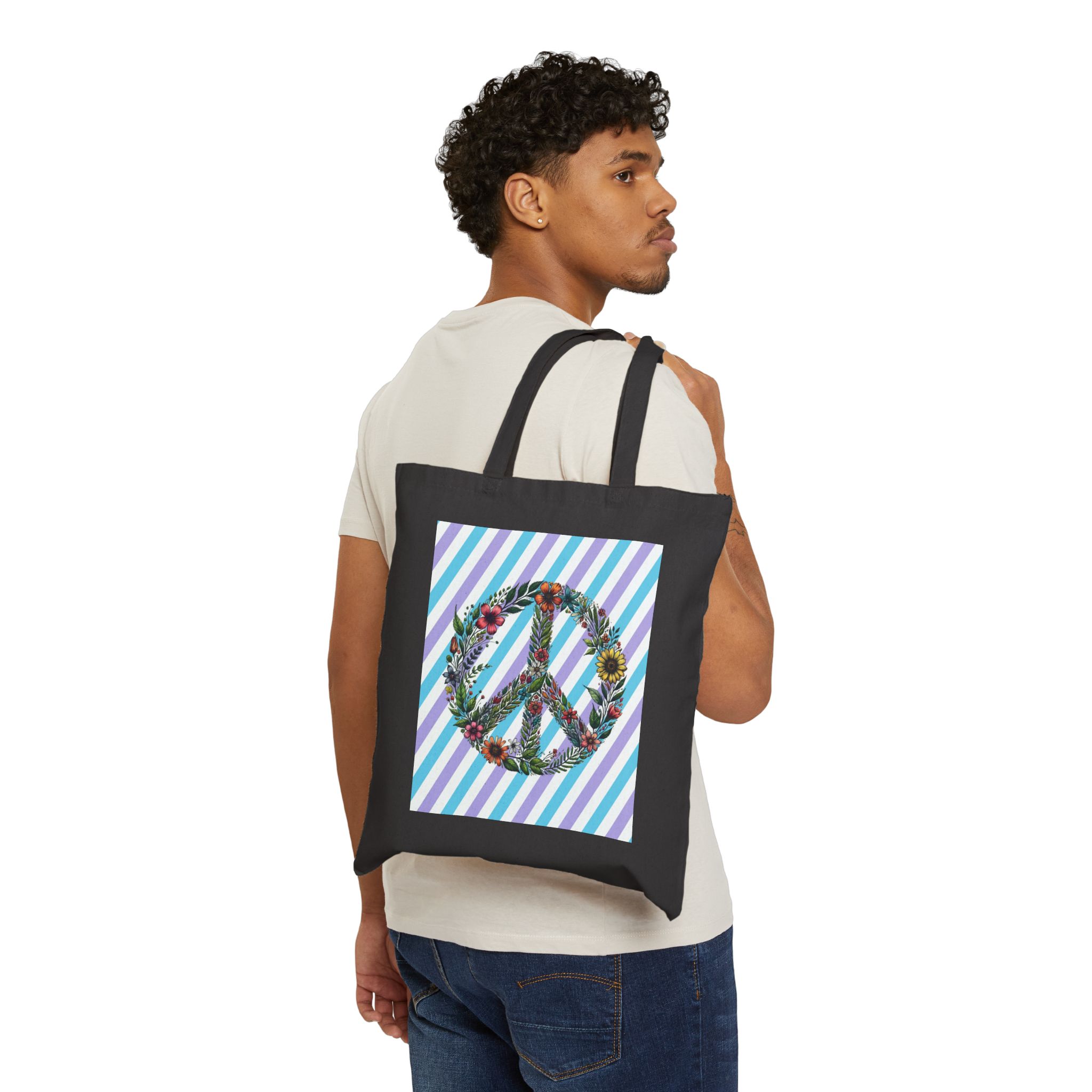 Peace and Love tote bag positive vibes and dreamy vintage look - Image 6