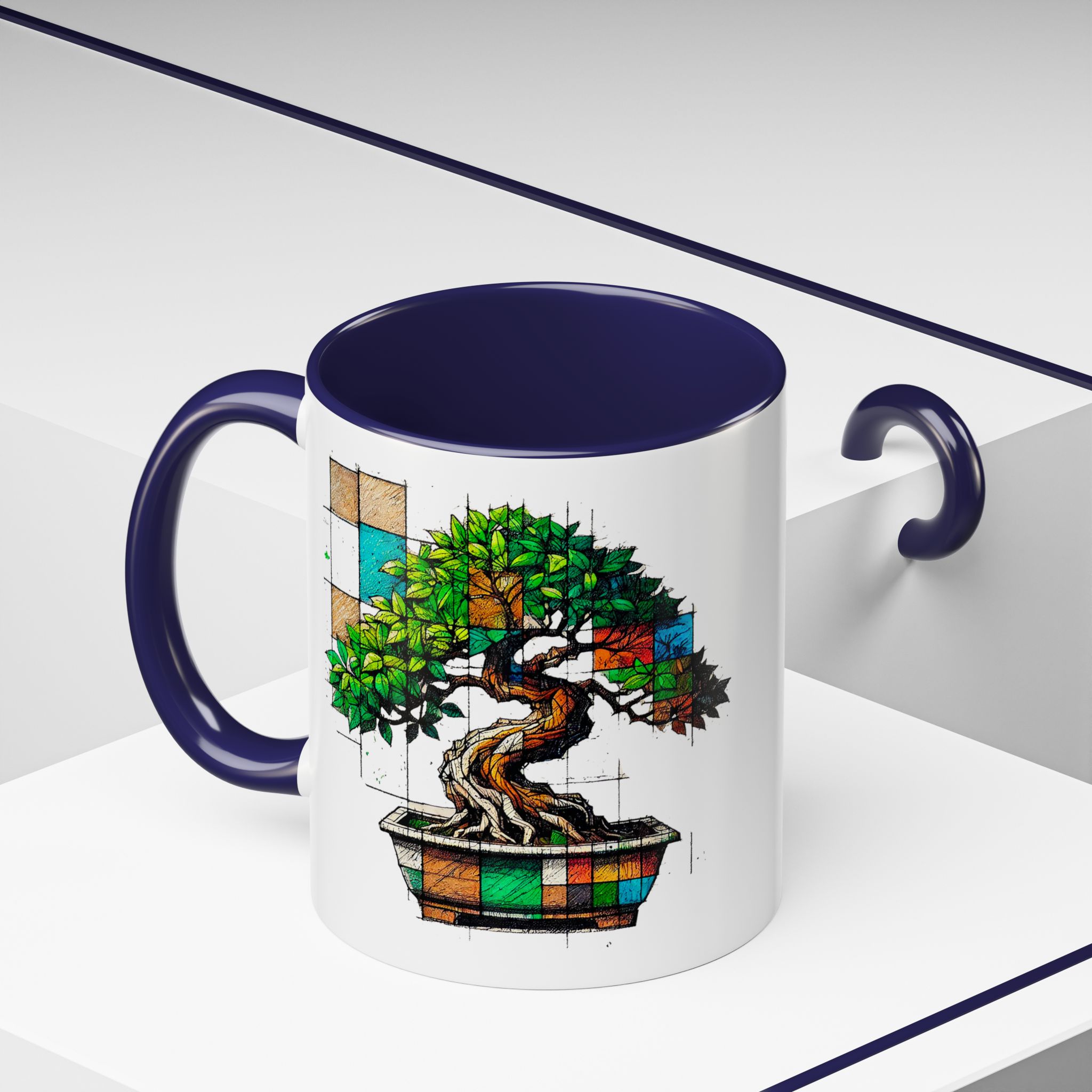 Bonsai mug zen nature style with original graphic pattern and cozy touch - Imagen 8