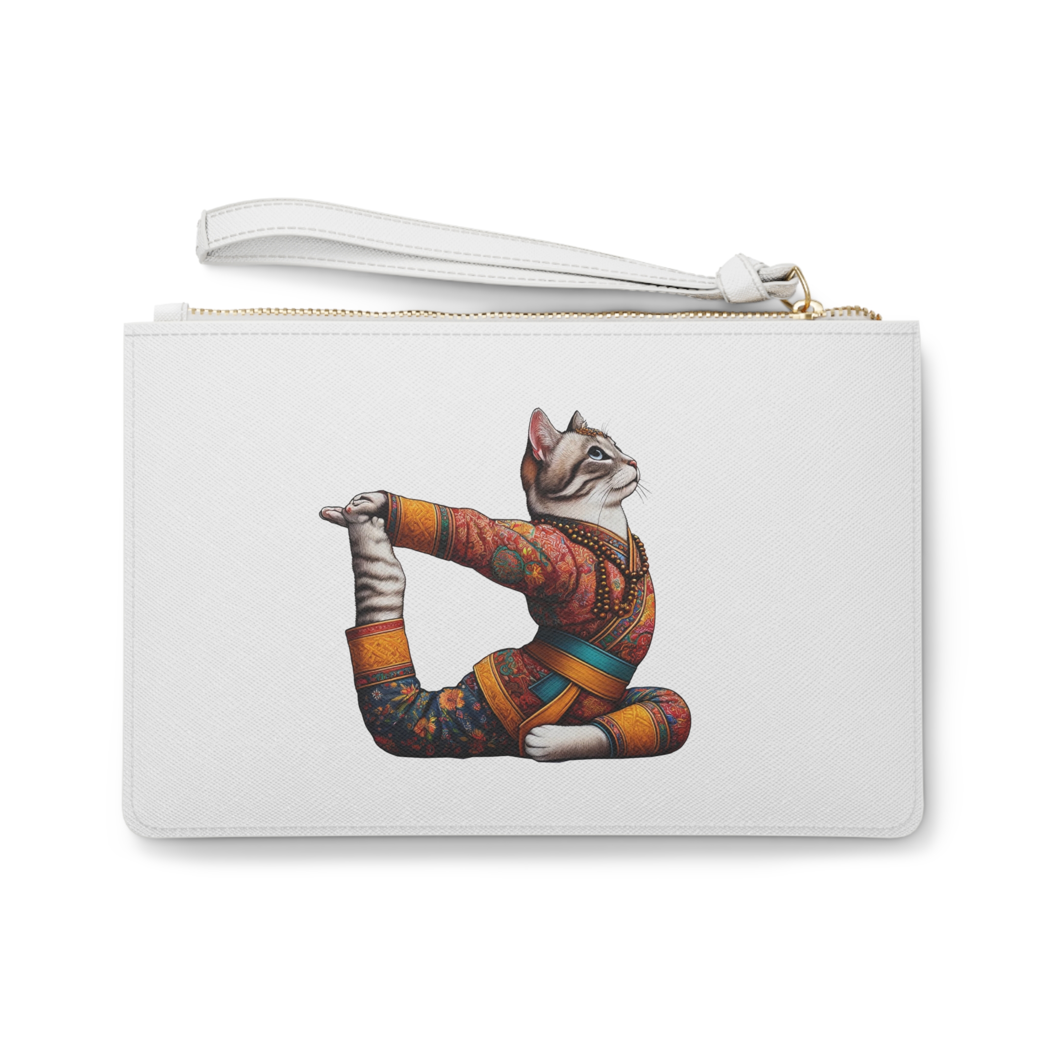 Funny clutch bag Cat meditation Clutch bag yoga bag vintage buddha mindfulness handbag – Image 2
