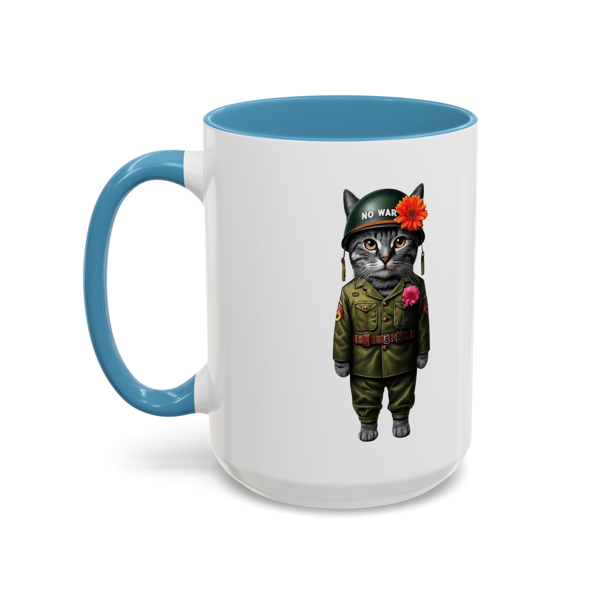 Coffee Mug Peace & Love funny cup tea cat lover office mug unique boho accessory pet gift for her kitten design - Image 38