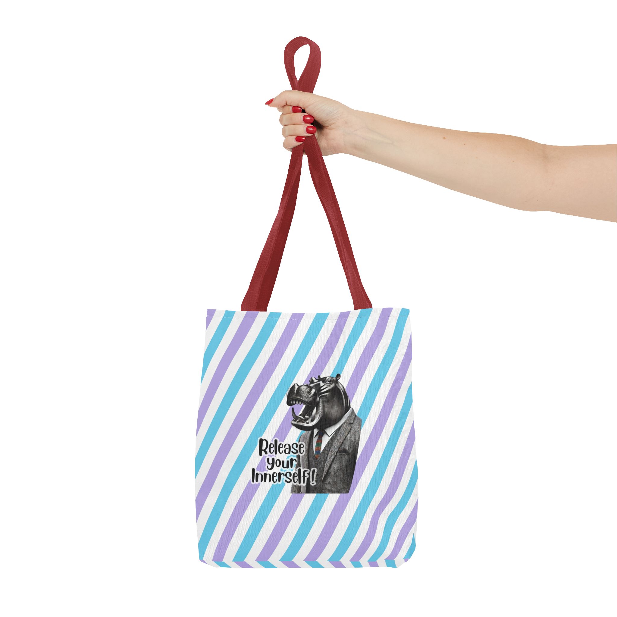 Canvas tote bag motivational vintage bag hippopotamus design funny tote bag for self confidence cute tote bag - Image 8