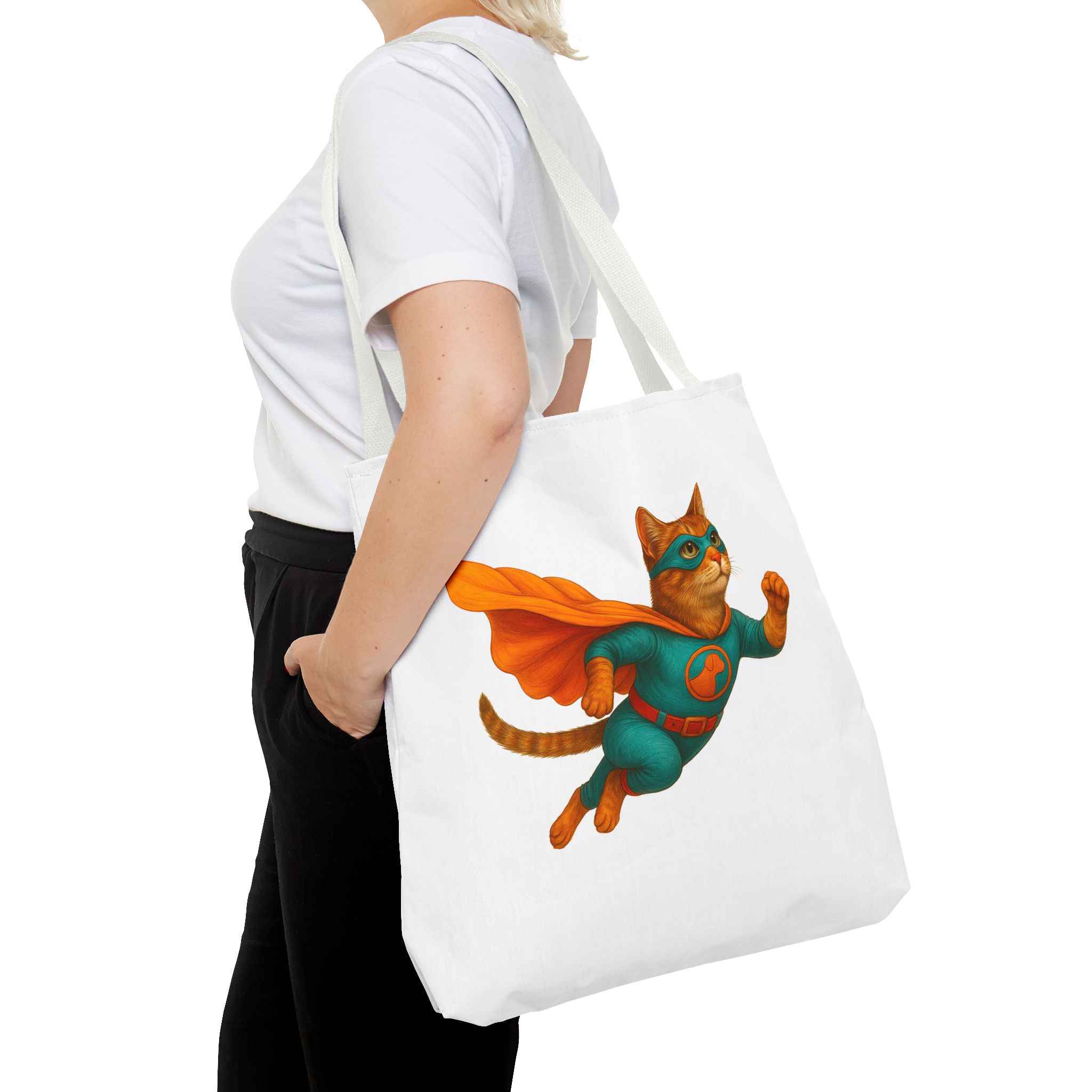 superhero tote bag cat canvas tote bag funny handbag fantasy purse kitten lover cool cat shoulder bag – Image 18