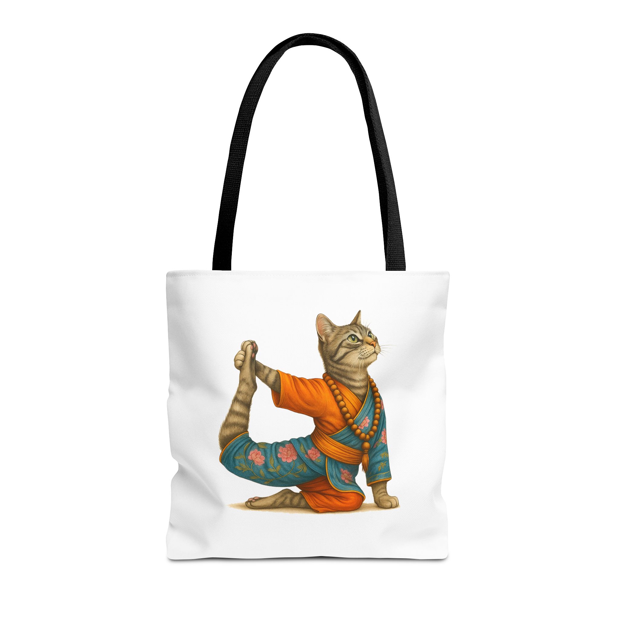 Cat Meditation Tote bag – Boho Cat handbag – Kitty Yoga purse spiritual print - Image 3