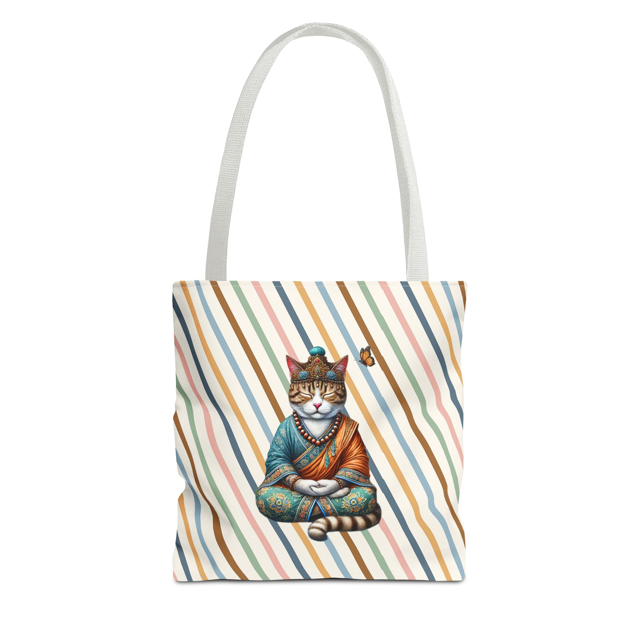 Canvas Tote bag Cat meditation handbag yoga bag vintage buddha mindfulness purse – Image 13