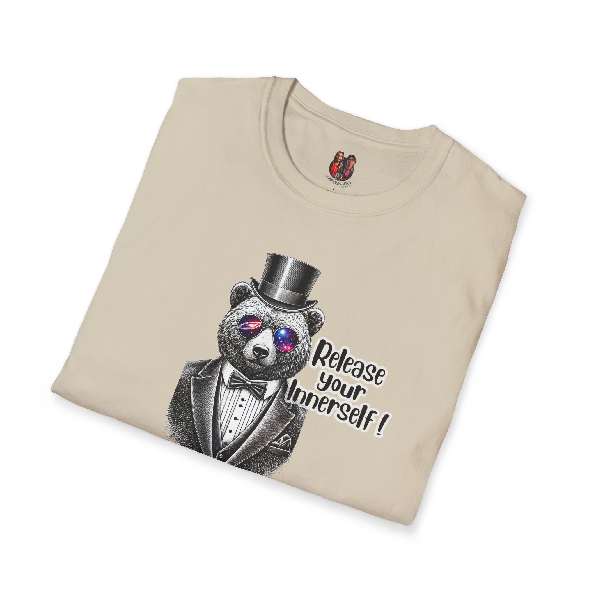 Vintage Tshirt Motivational Graphic tee Bear design funny clothing for self confidence boost - Image 5