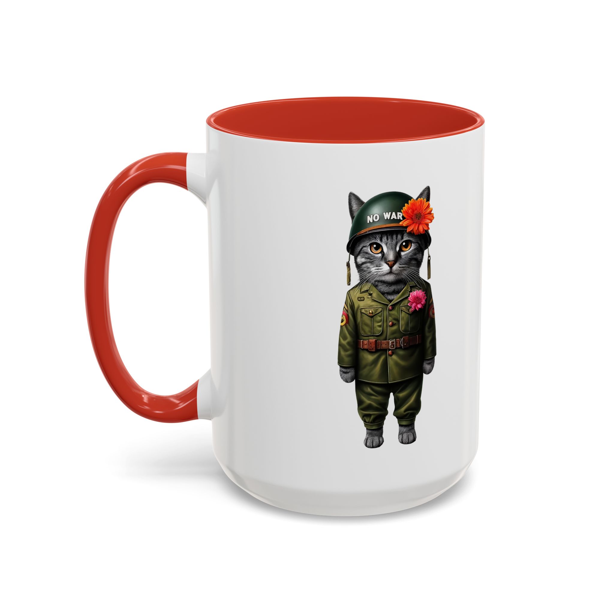 Coffee Mug Peace & Love funny cup tea cat lover office mug unique boho accessory pet gift for her kitten design - Image 30