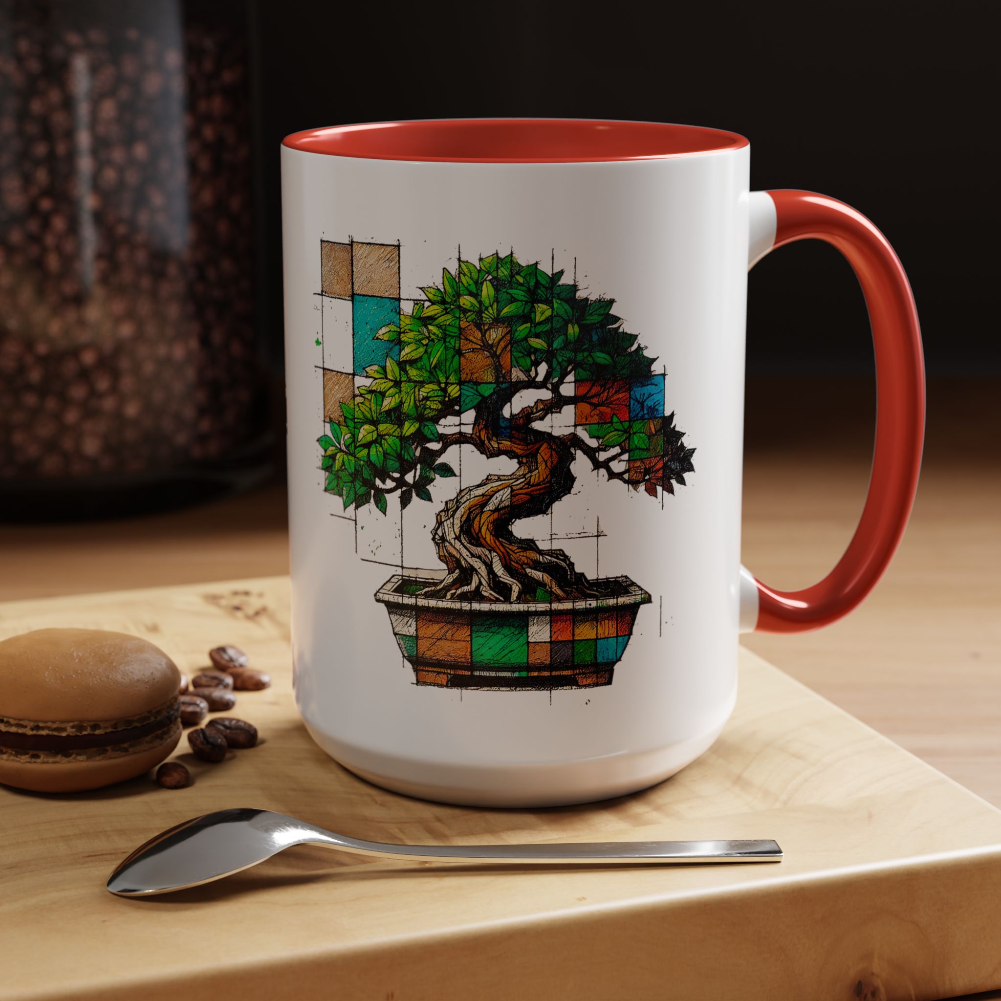 Bonsai mug zen nature style with original graphic pattern and cozy touch - Imagen 31