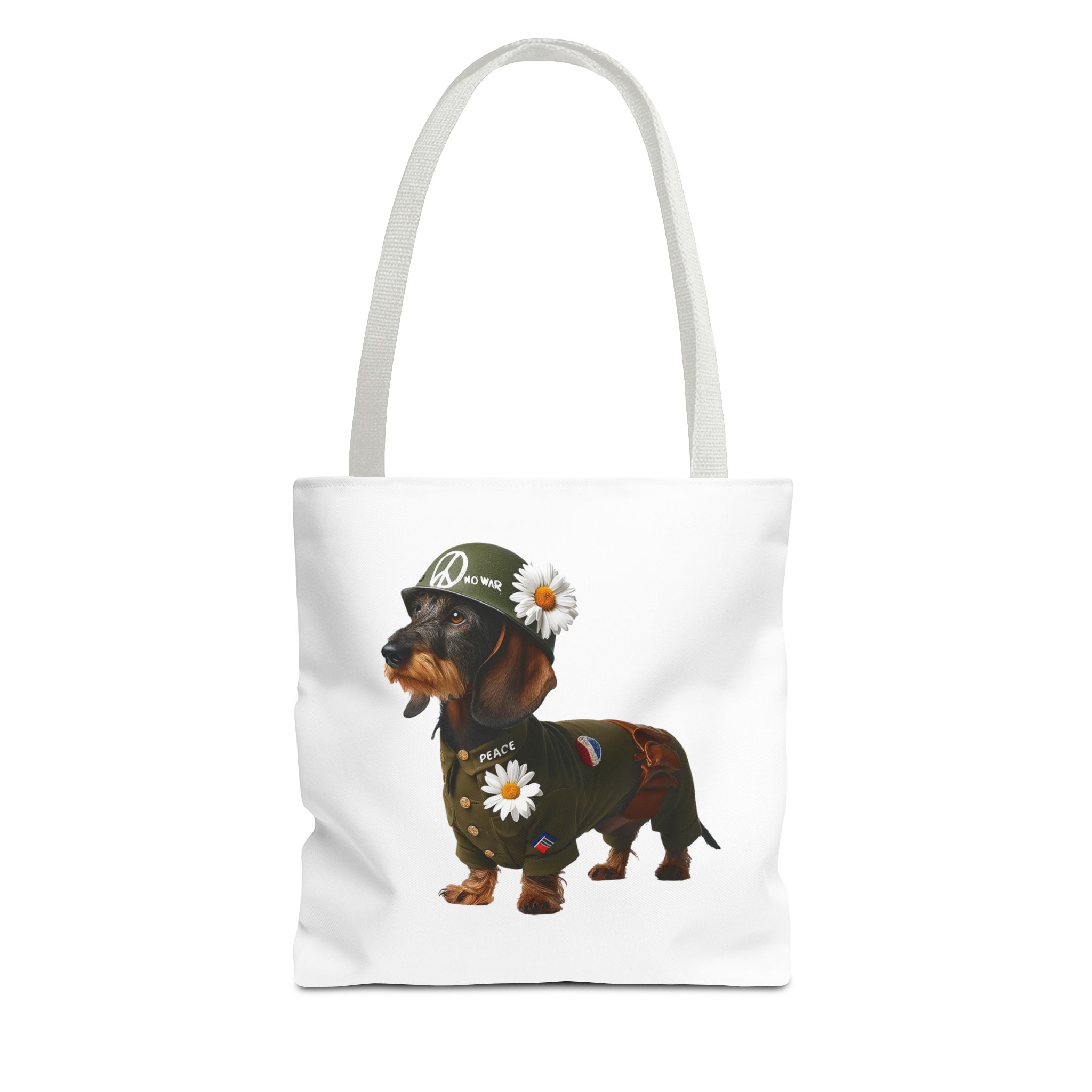 Dog Canvas tote bag dachshund cute tote bag Peace & Love Retro shoulder bag gift for her pet lover handbag dog purse puppy print – Image 13