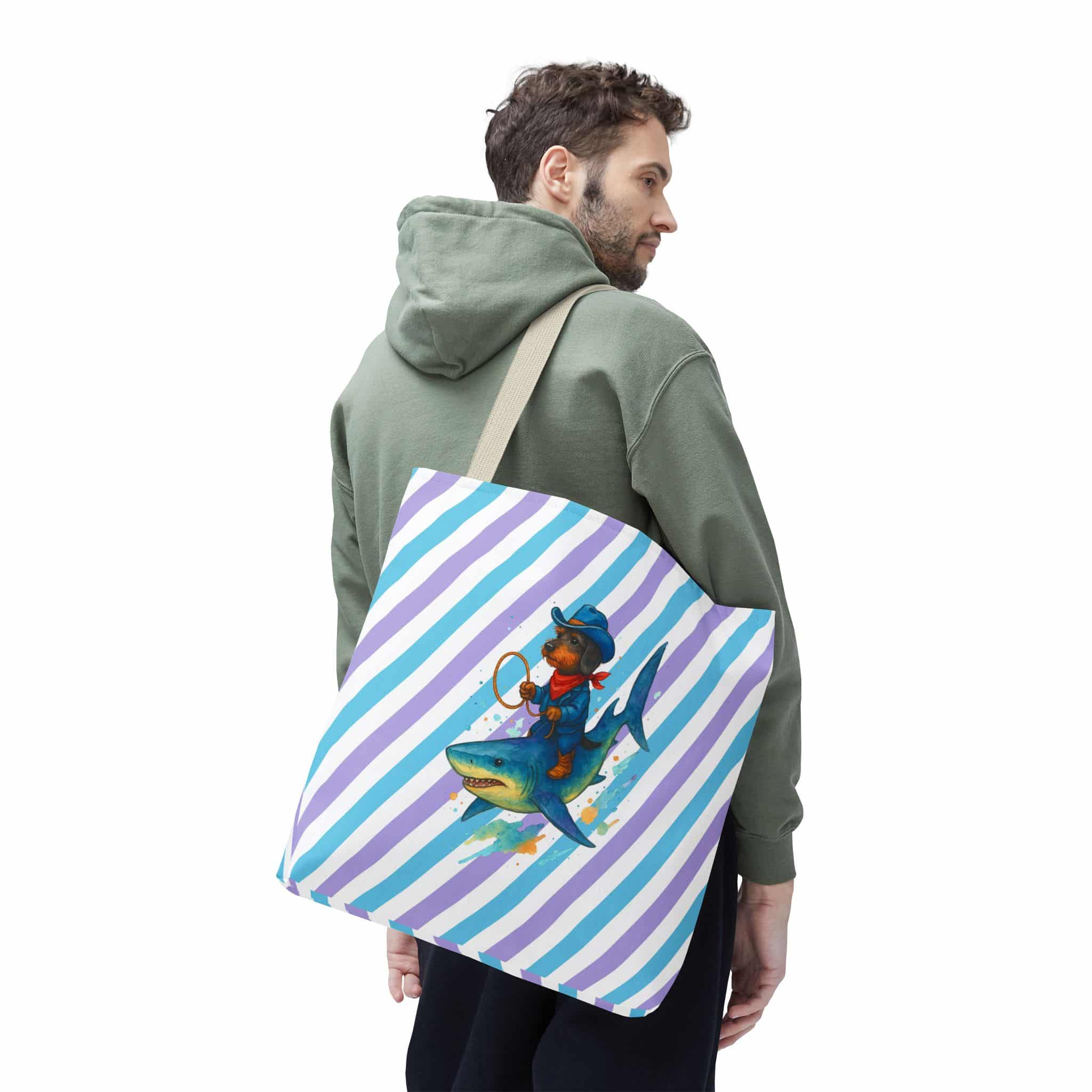 Cowboy purse – Shark Tote bag – Funny Dog tote bag cowboy print - Image 24