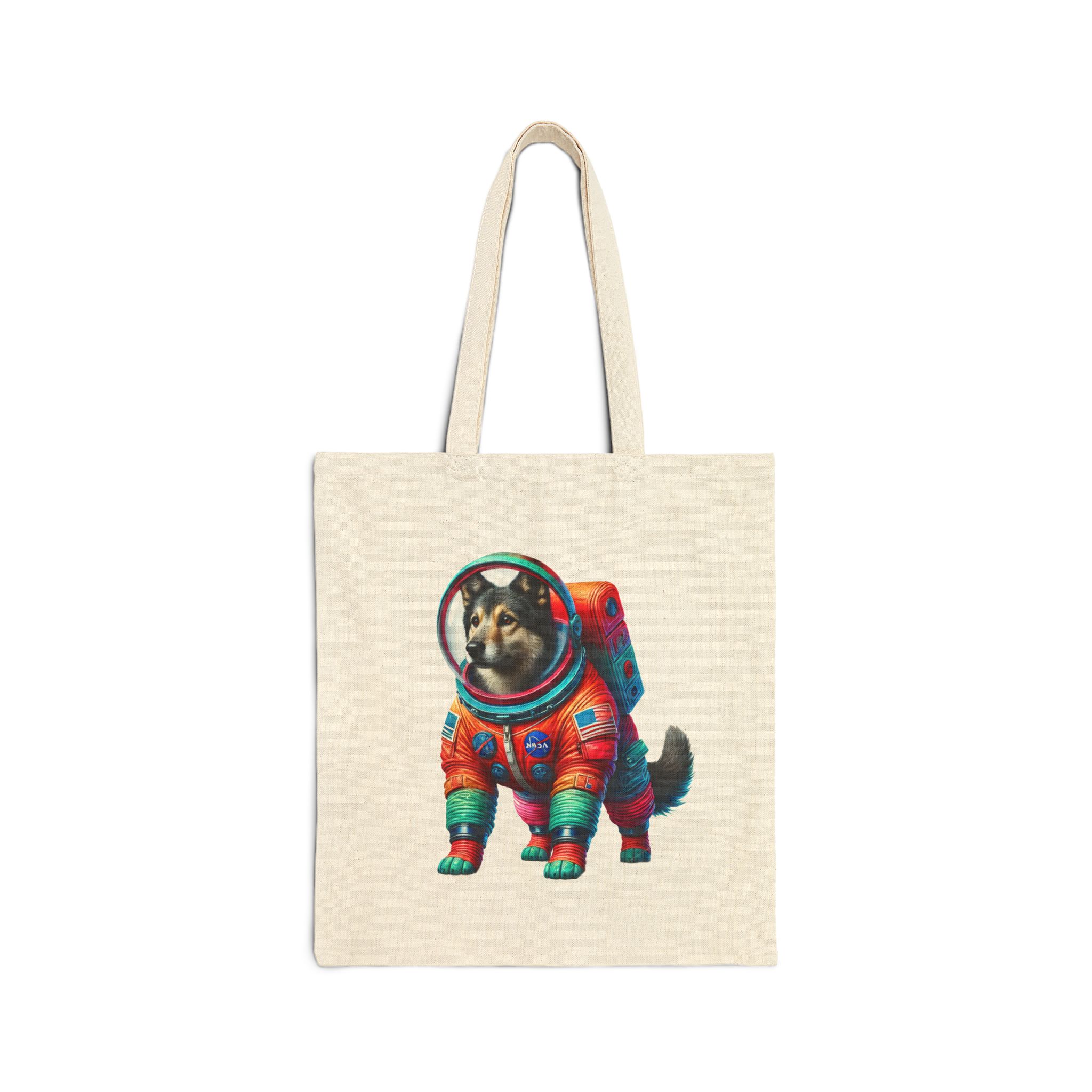 Funny canvas tote bag Dog Astronaut cute tote bag outerspace dog vintage gift shoulder bag pet lover handbag purse