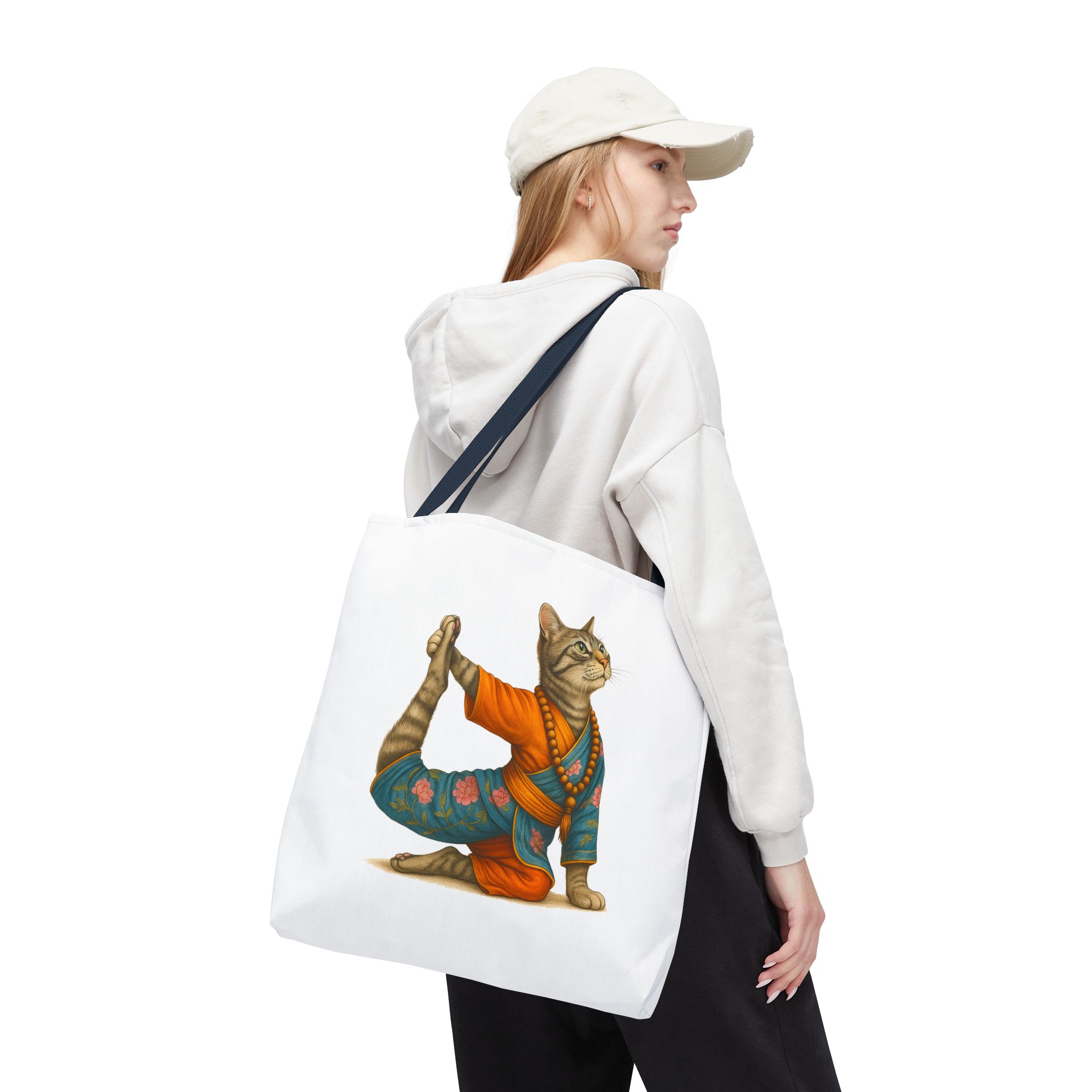 Cat Meditation Tote bag – Boho Cat handbag – Kitty Yoga purse spiritual print - Image 30