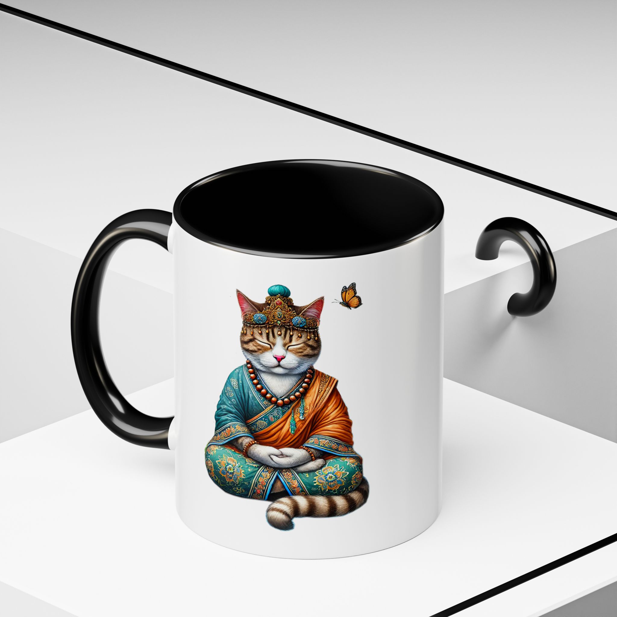 Coffee Mug meditation unique Mug cat lover tea cup yoga gift for her mindfulness accessory pet design – Image 8
