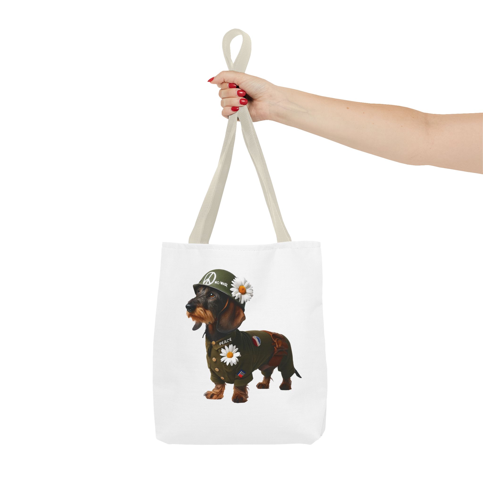 Dog Canvas tote bag dachshund cute tote bag Peace & Love Retro shoulder bag gift for her pet lover handbag dog purse puppy print – Image 20