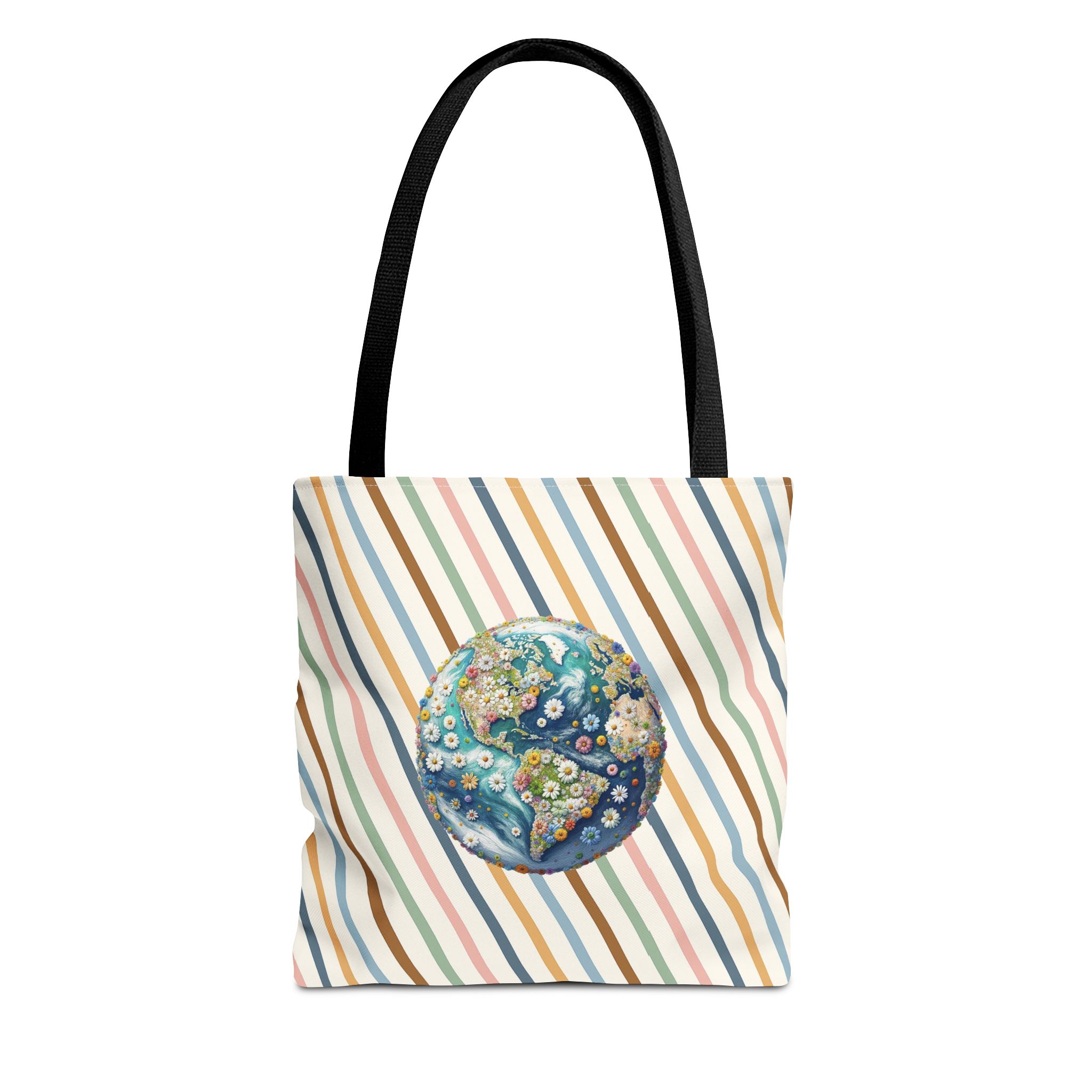 Floral Planet canvas tote bag ecology cute tote bag vintage bag perfect for nature lovers and shoulder bag gift for her - Image 3