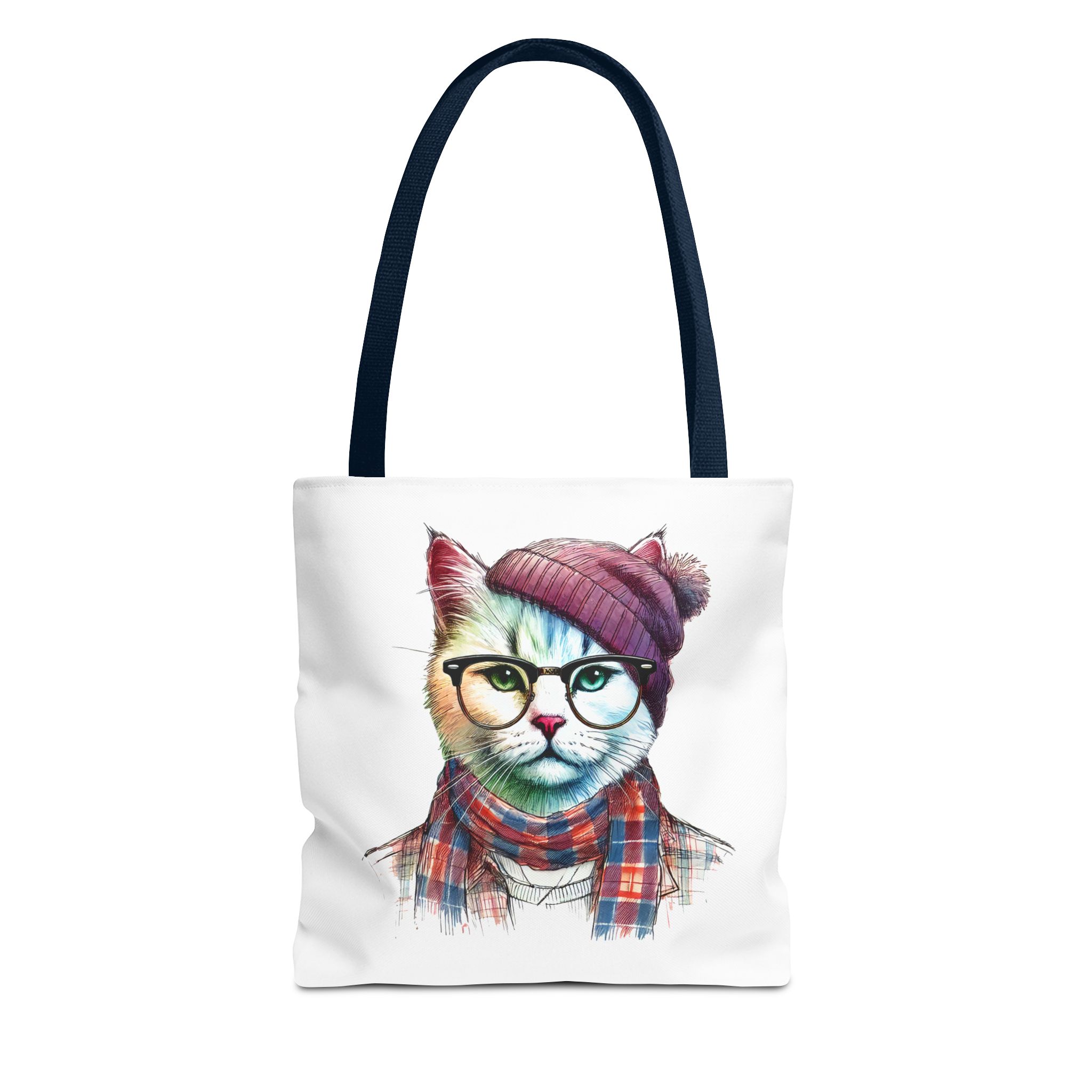 Cat hipster canvas tote bag pet lovers funny cute tote bag Hipster design handbag kitten design – Image 25